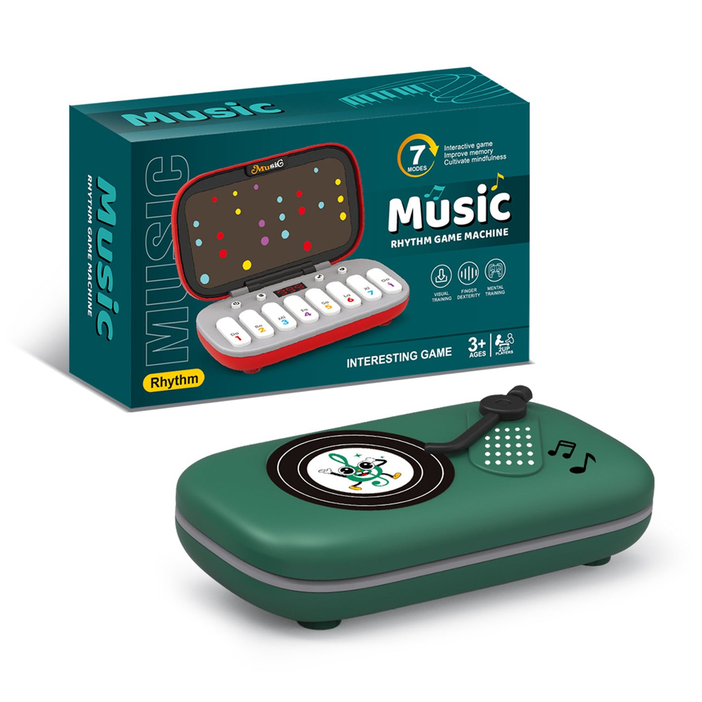 Music Rhythm Game for Kids - Light-Up Piano Keyboard Toy with 7 Interactive Modes, Educational Travel Musical Instrument for Ages 3-6 | Ideal Gift for Kids, Green