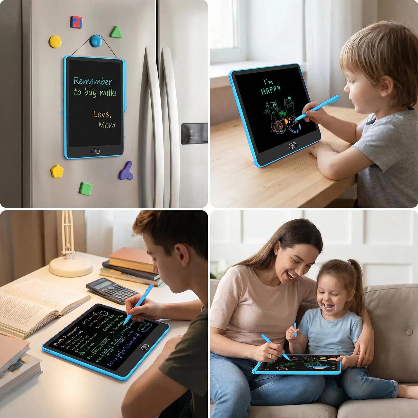 LCD Writing Tablet for Kids, 12.5 Inch Reusable Doodle Board, Educational & Travel Toy Gift for 3-12 Year Old Boys Girls, Blue