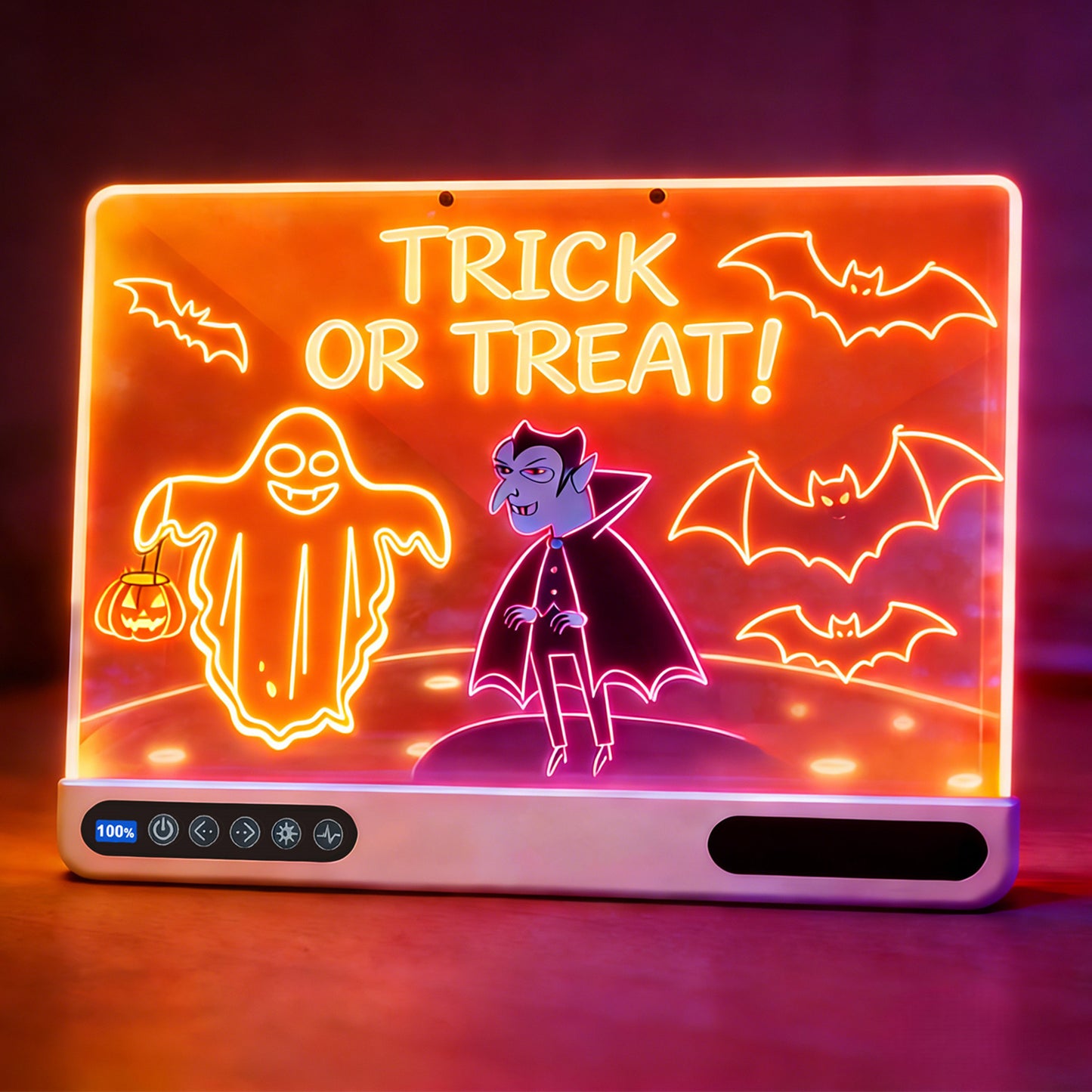 16 inch Rechargeable LED Drawing Board for Kids, 10-Color Light Up Doodle Pad, 1500mAh Battery, Digital Display, Touch Buttons & Built-in Stand, White