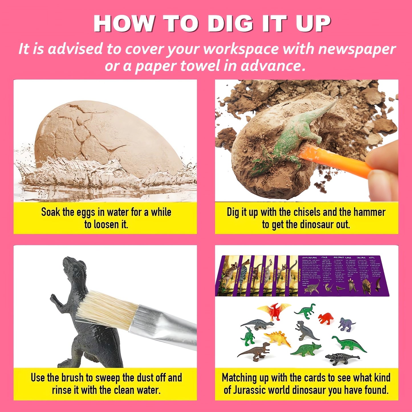 DIDUBUY Dinosaur Eggs Easter Activity Kit, 12 Pack Dino Fossil Egg Dig Kit, Dino Surprise Toys with 12 Unique Dinosaurs, Perfect for Easter Baskets, Birthday Gifts for Kids 3+