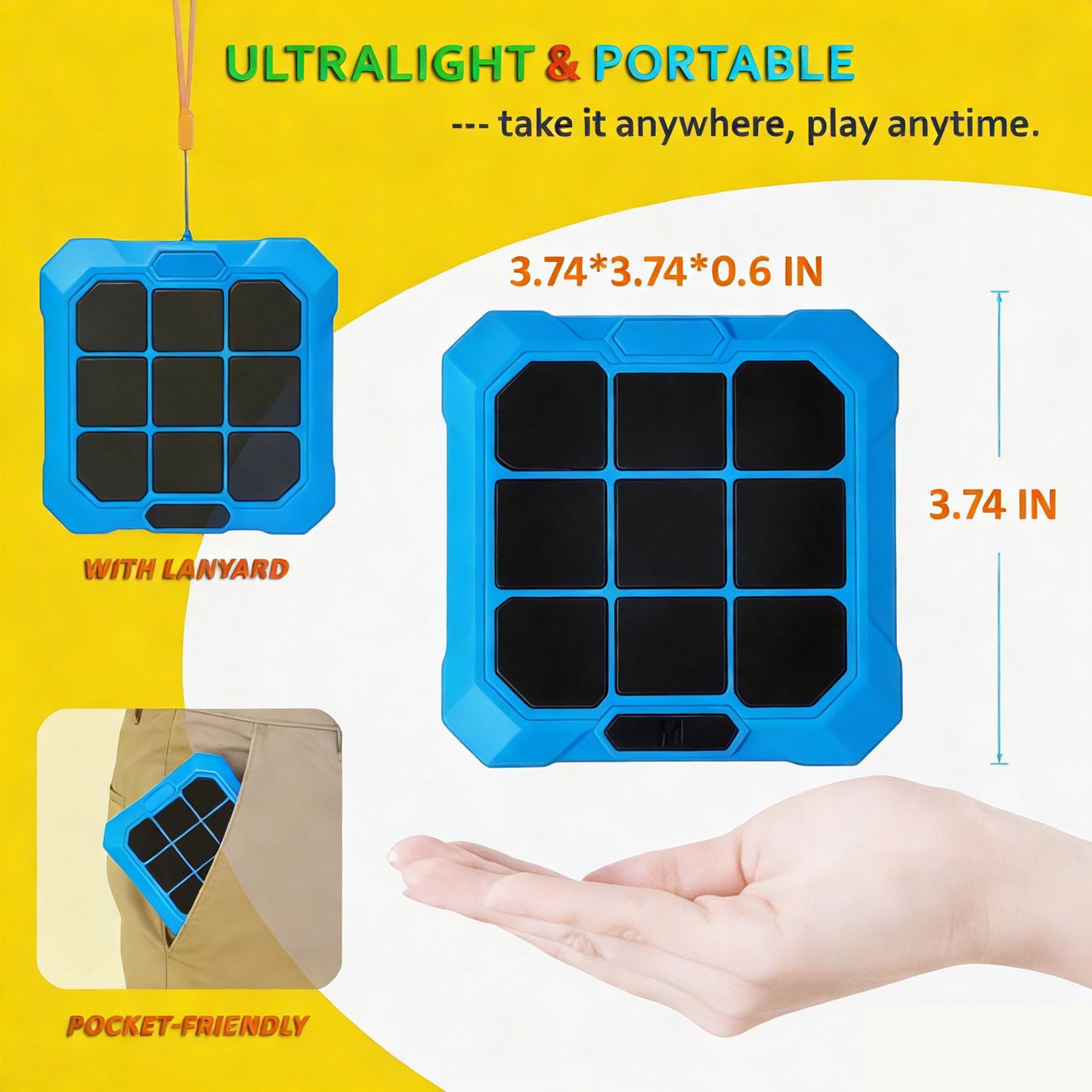 DIDUBUY Electronic Tic Tac Toe Game for Easter Gifts, 6-in-1 Rechargeable Handheld Puzzle Game Console with Mute, Brain Teaser Travel Toy for Kids Ages 4 5 6 7 8+ Year Old Boys Girls, Blue