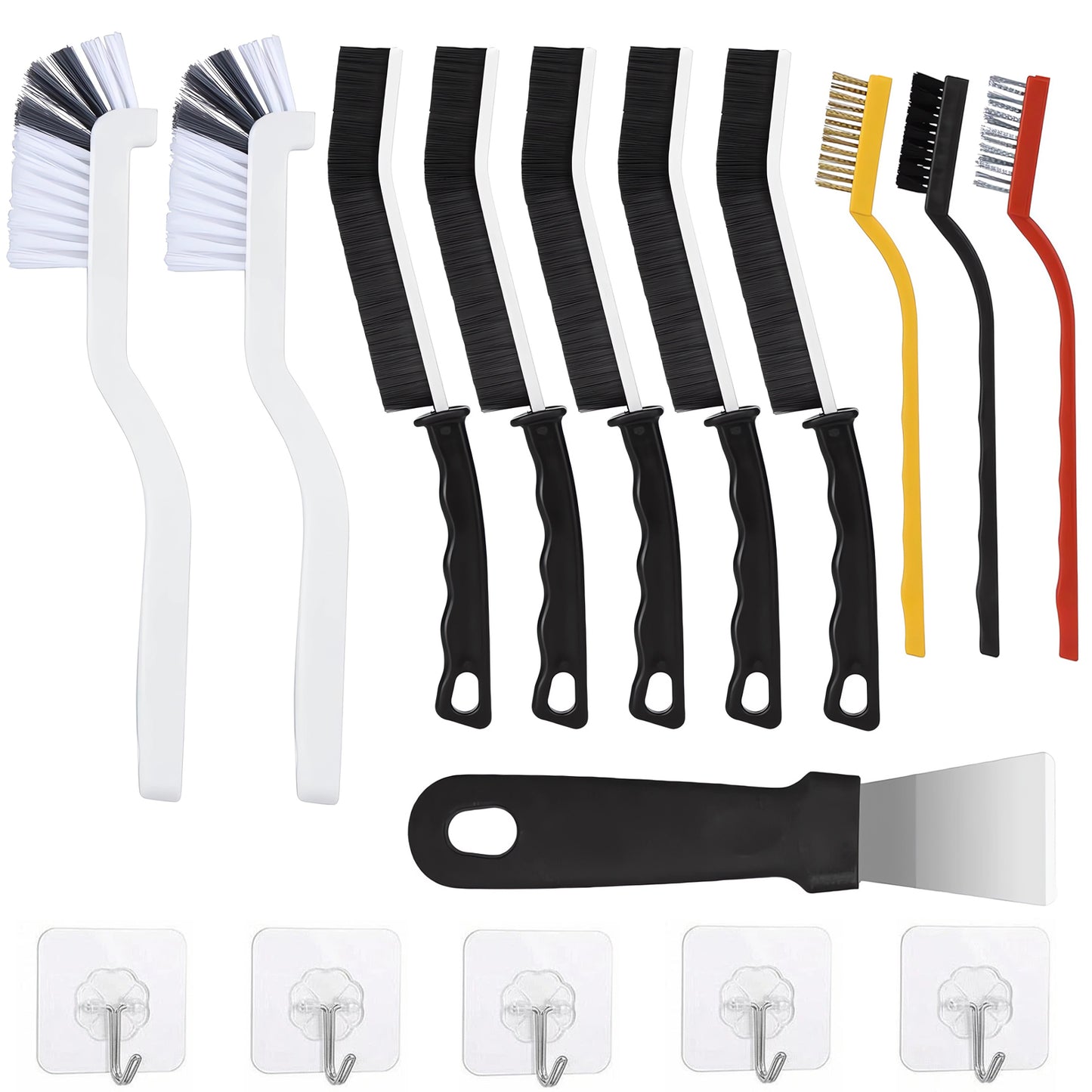 DIDUBUY 16 Pcs Crevice Cleaning Brush Set, Hard Bristle Scrub Brushes for Deep Cleaning, Crevice & Grout Cleaner Kit for Kitchen, Bathroom, Tiles, Bottles, and Blenders