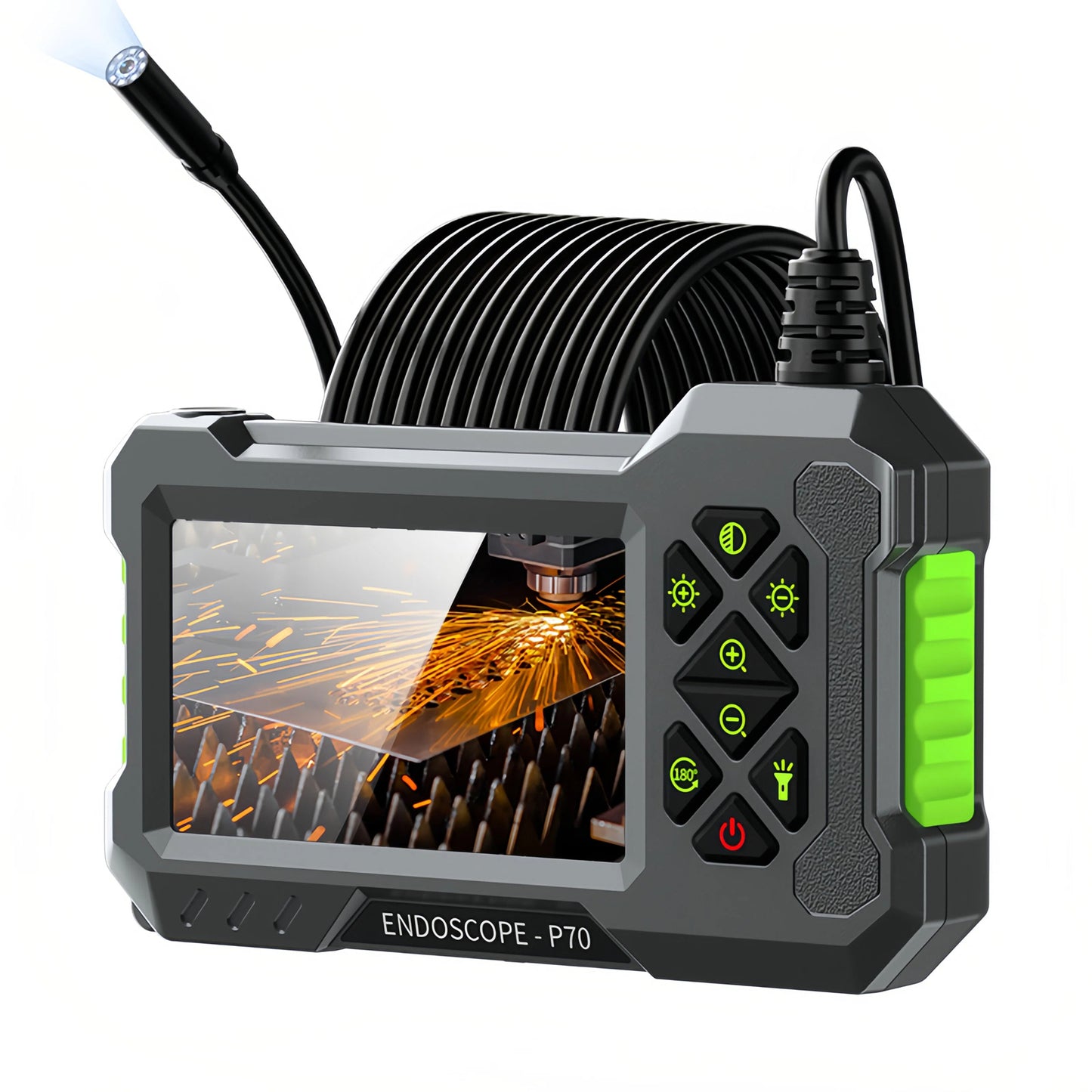 4.3" Borescope Camera with Light, 1080P HD Endoscope Snake Inspection Camera, 16.5ft Semi-Rigid Cable, IP67 Waterproof, 2600mAh Rechargeable Battery
