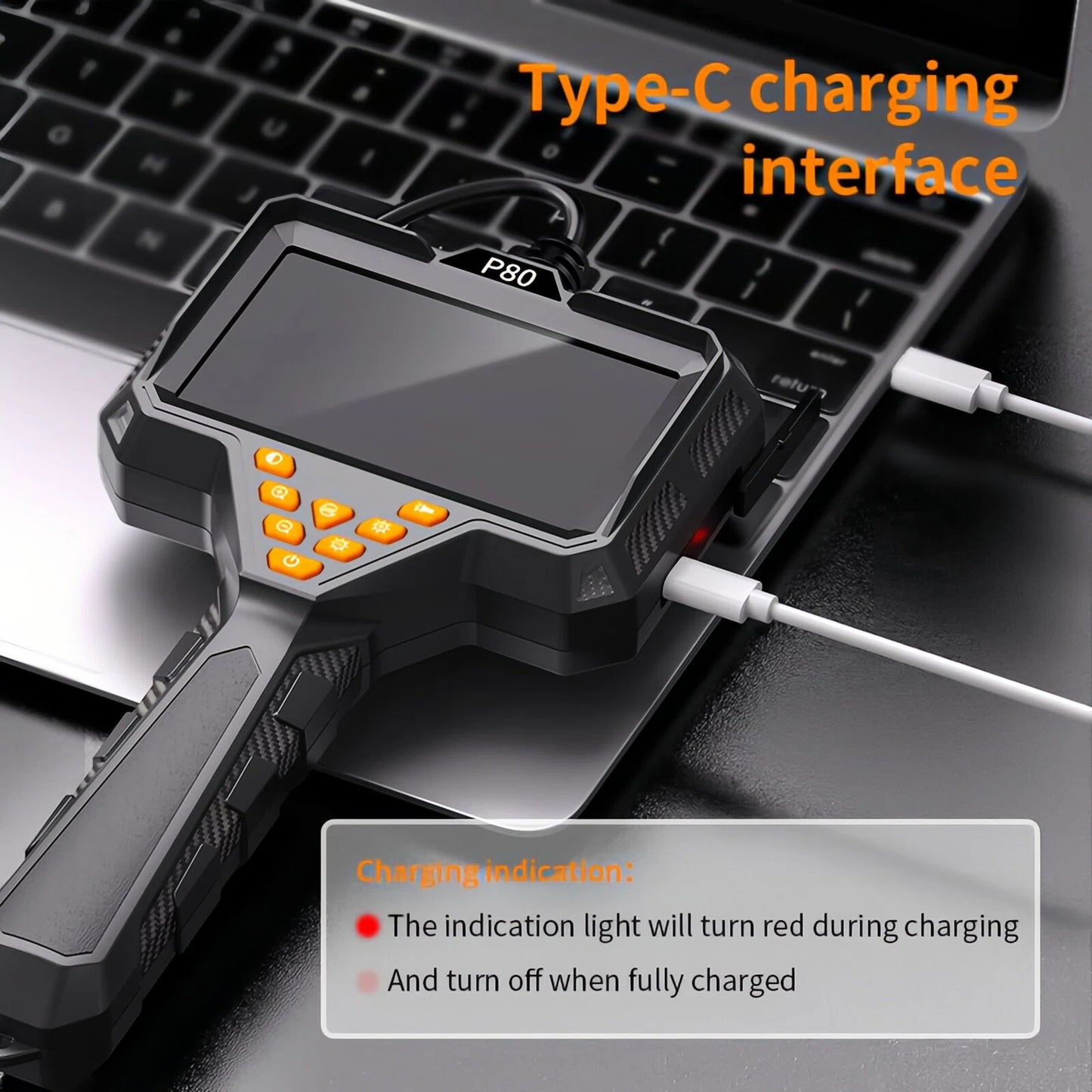 4.3" Borescope Camera with Light, 2600mAh Rechargeable Battery, 1080P HD Endoscope Snake Inspection Camera, 16.5ft Semi-Rigid Cable, IP67 Waterproof