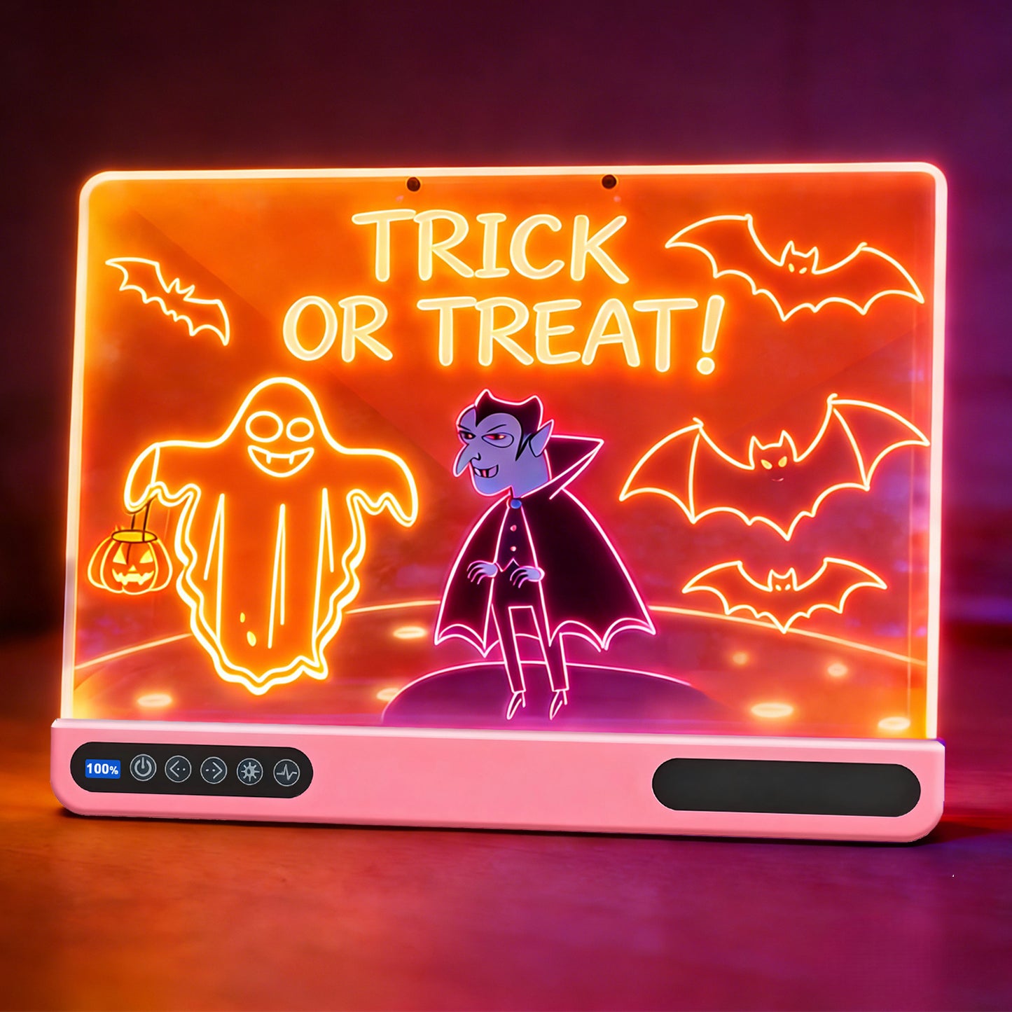 16 inch Rechargeable LED Drawing Board for Kids, 10-Color Light Up Doodle Pad, 1500mAh Battery, Digital Display, Touch Buttons & Built-in Stand, Pink