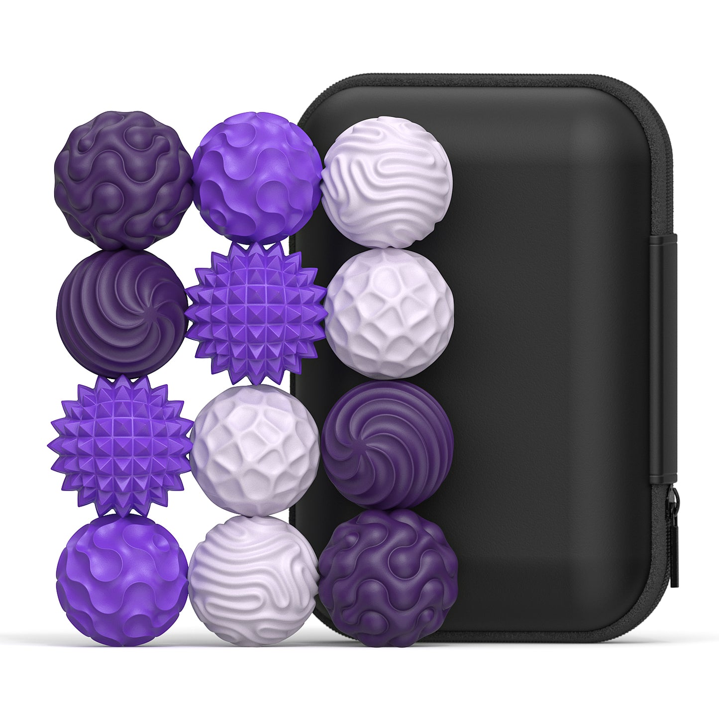 12 Pack Silicone Stress Relief Fidget Balls, Silent Desk Sensory Toys for Adults & Teens Office Classroom Use, Purple