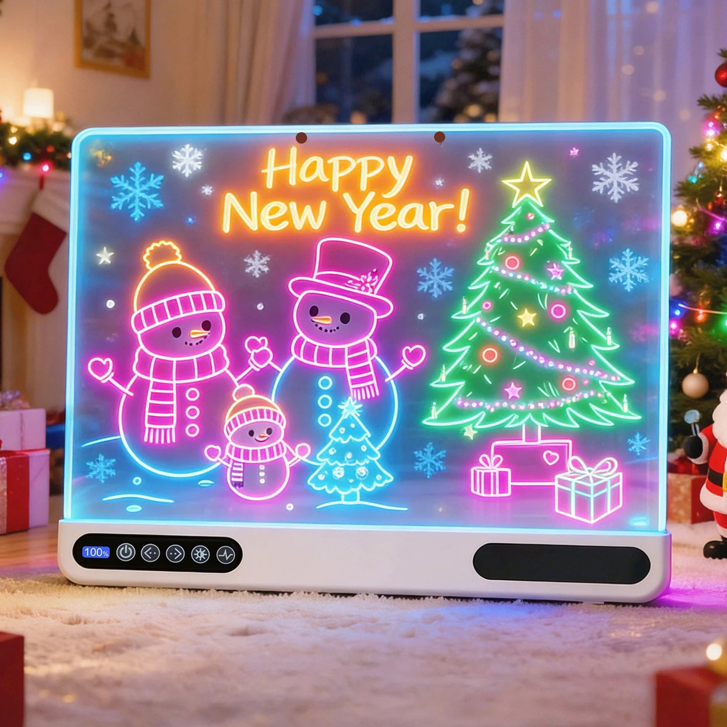 16 inch Rechargeable LED Drawing Board for Kids, 10-Color Light Up Doodle Pad, 1500mAh Battery, Digital Display, Touch Buttons & Built-in Stand, White