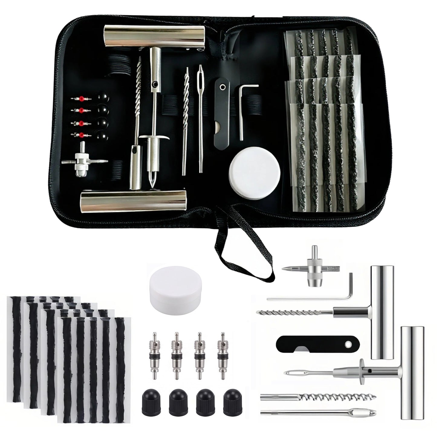 36 Pcs Tubeless Tire Repair Kit, Emergency Flat Tire Plug Tool Set for Car, SUV, Motorcycle, Truck, RV, Jeep, Tractor, Lawn Mower