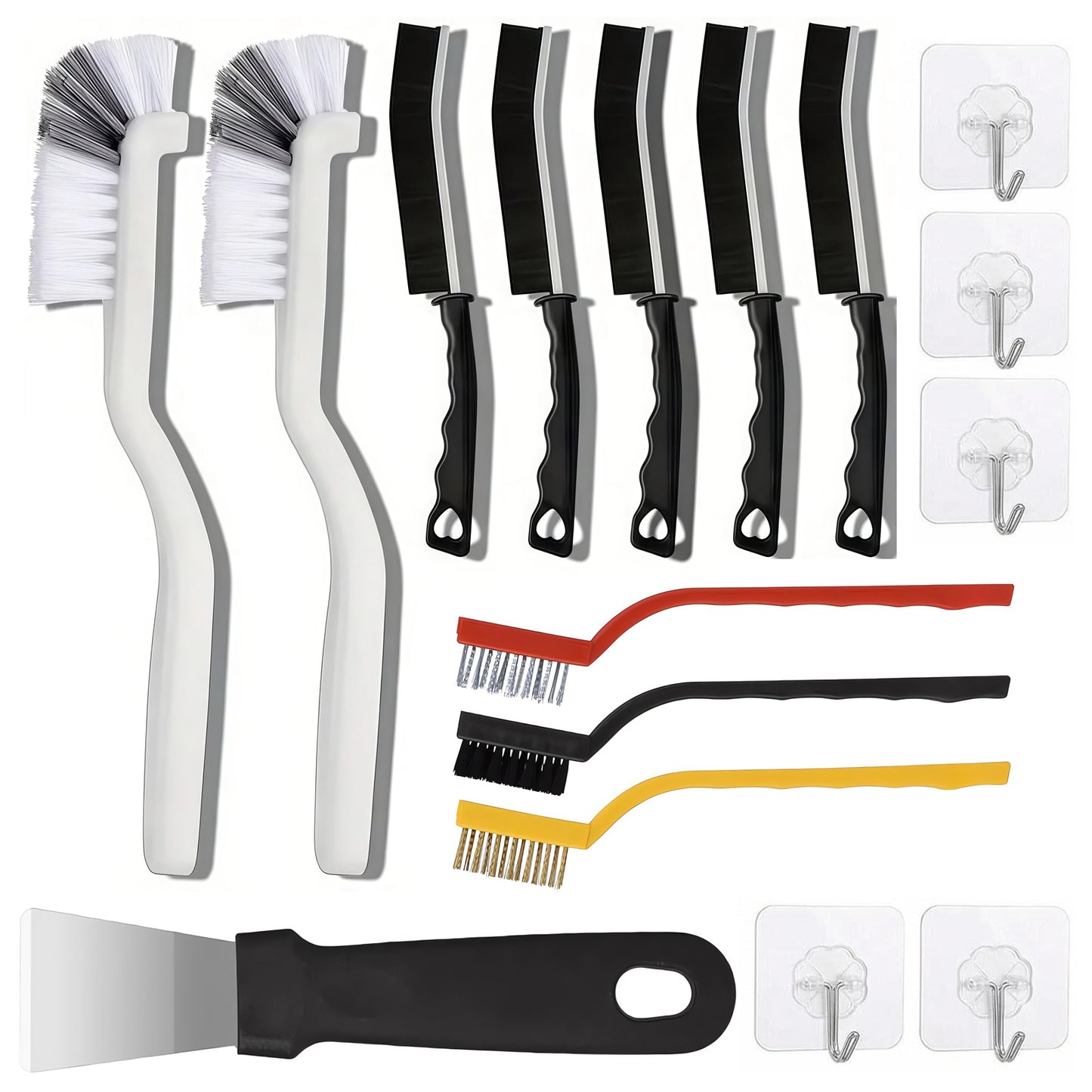 DIDUBUY 16 Pcs Crevice Cleaning Brush Set, Hard Bristle Scrub Brushes for Deep Cleaning, Crevice & Grout Cleaner Kit for Kitchen, Bathroom, Tiles, Bottles, and Blenders