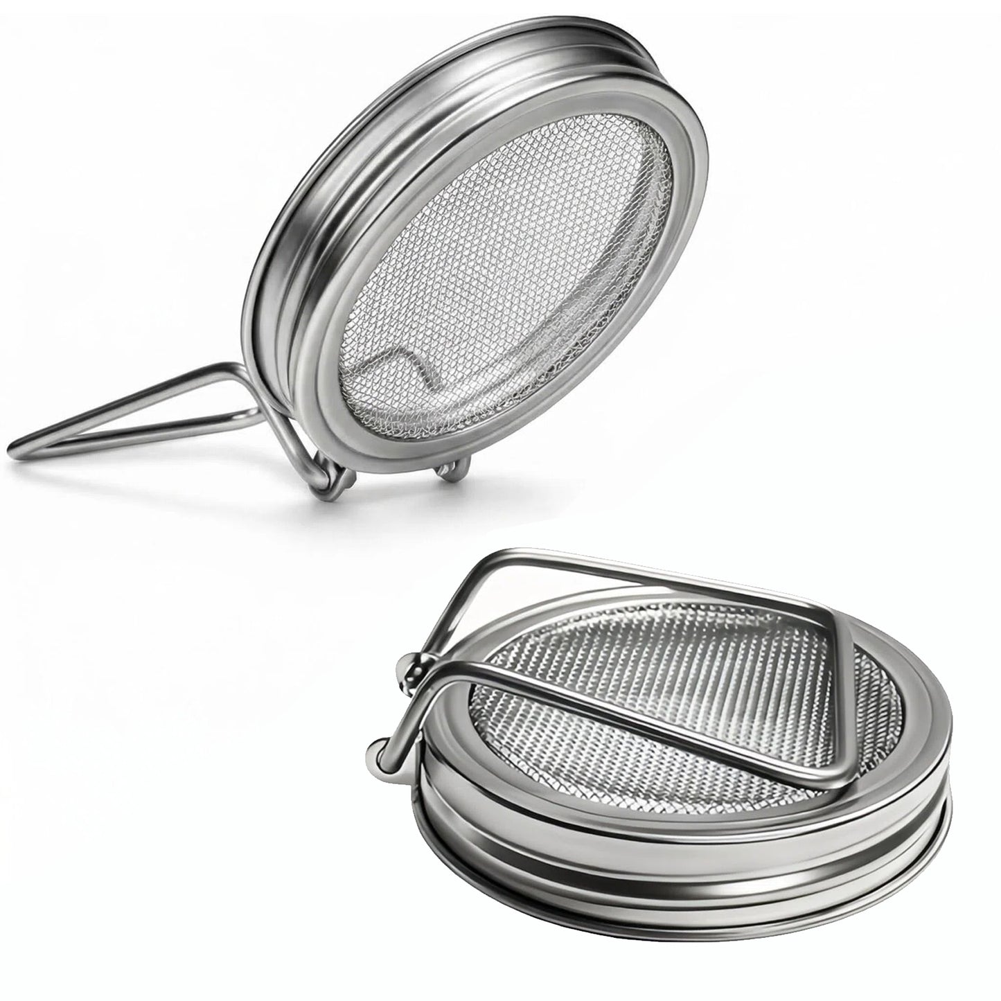 2 Pcs Wide Mouth Mason Jar Sprouting Lids, 2-in-1 Stainless Steel Reusable Germination Lid with Integrated Support Stand for Seed Sprout Growing
