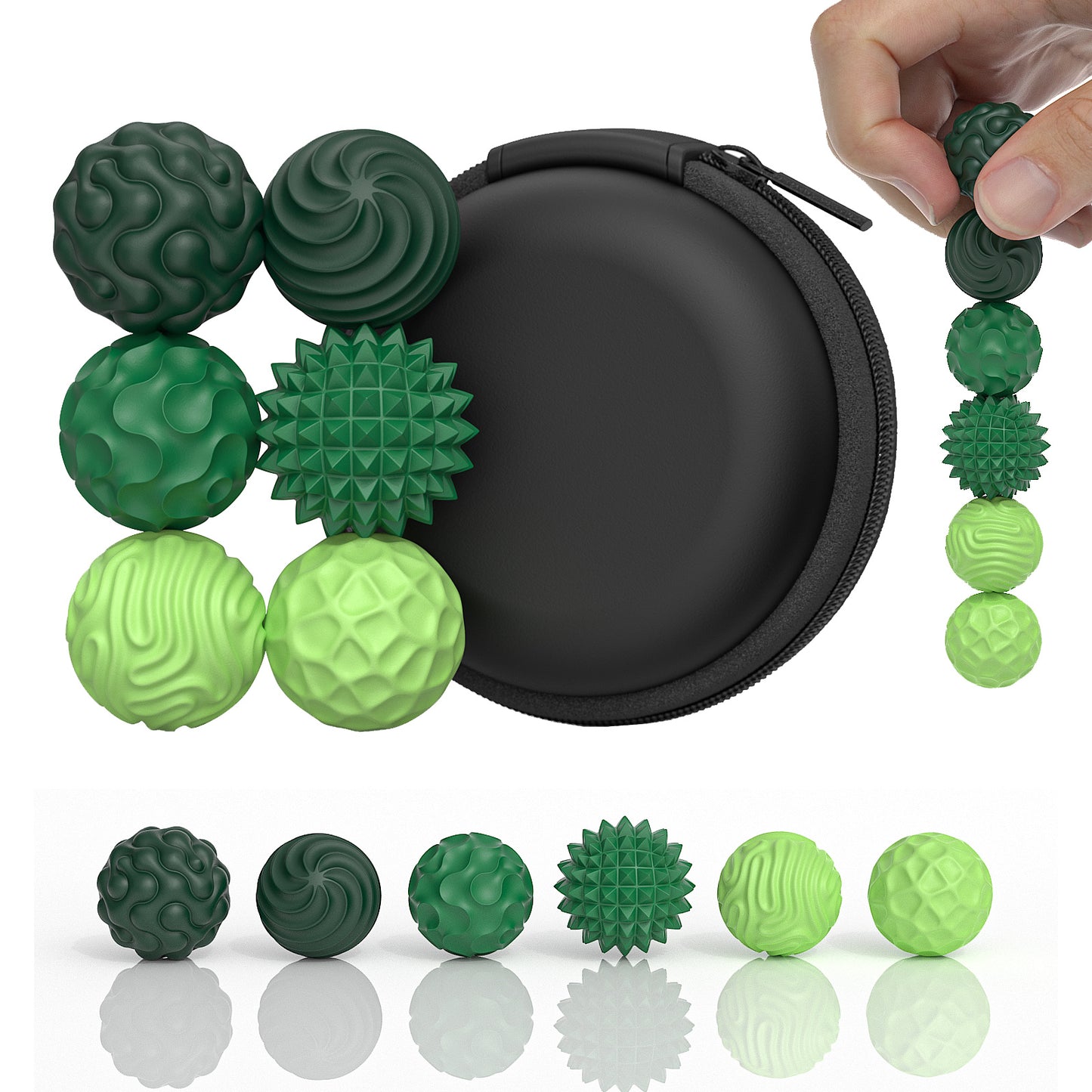 DIDUBUY Magnetic Fidget Balls for Adults & Teens, 6 Pcs Silicone Sensory Stress Relief Toys for Autism, Anxiety, Adhd, Quiet Desk Fidget Toy, Fun Gift Idea. Green