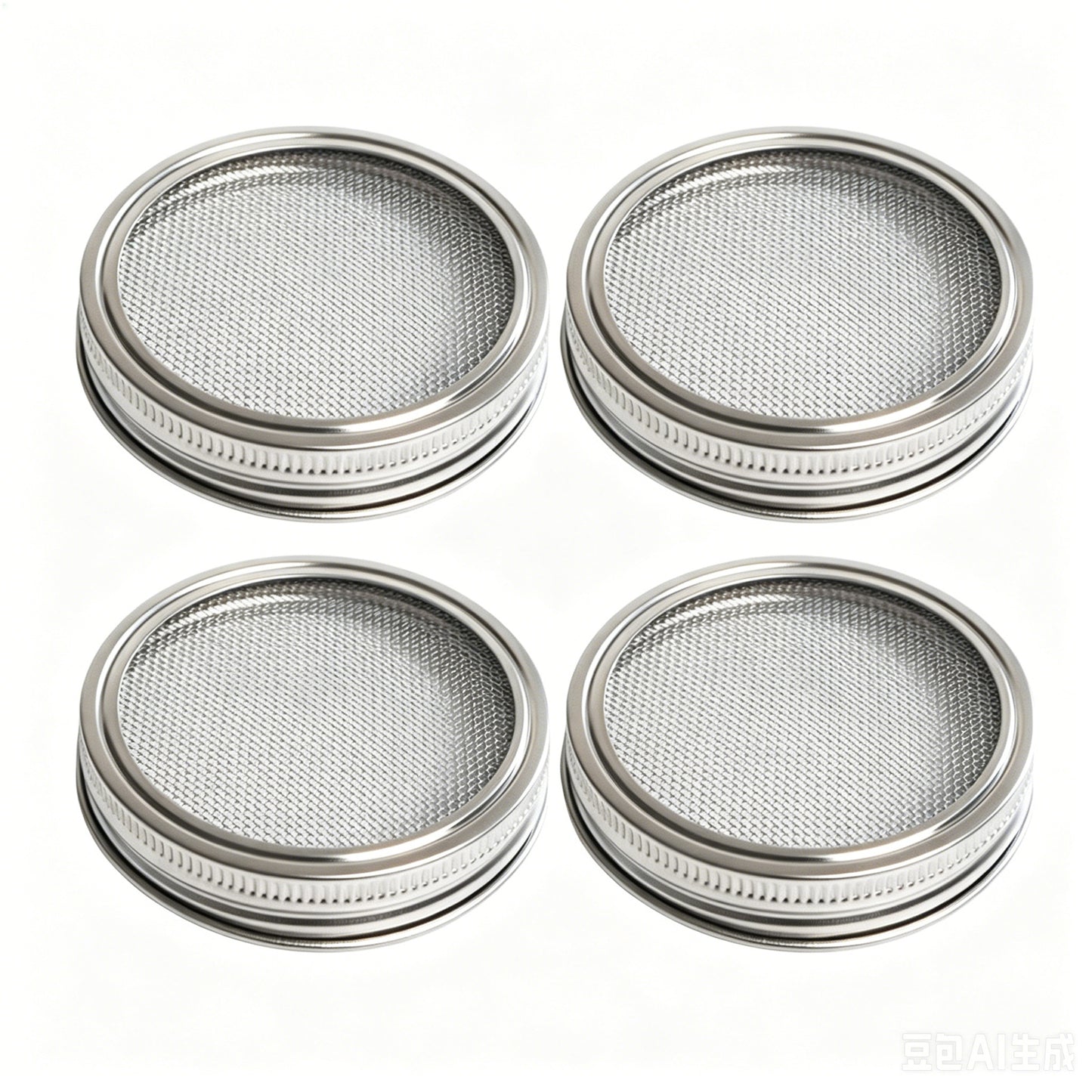 4 Pack Seed Sprouting Lids, 304 Stainless Steel Mesh Strainer Lids for Wide Mouth Mason Jars, Growing Organic Sprouts, Food Sifter