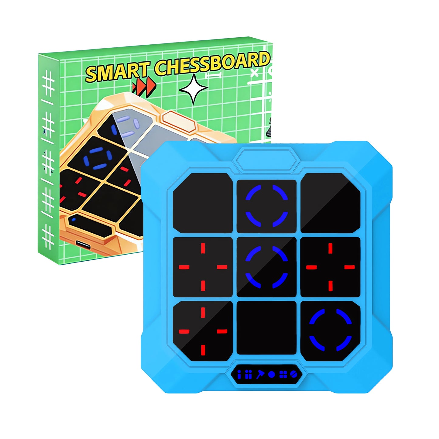 DIDUBUY Electronic Tic Tac Toe Game for Easter Gifts, 6-in-1 Rechargeable Handheld Puzzle Game Console with Mute, Brain Teaser Travel Toy for Kids Ages 4 5 6 7 8+ Year Old Boys Girls, Blue