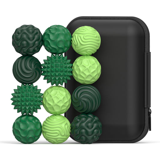 12 Pack Magnetic Silicone Stress Relief Fidget Balls, Silent Desk Sensory Toys for Adults & Teens Office Classroom Use, Green