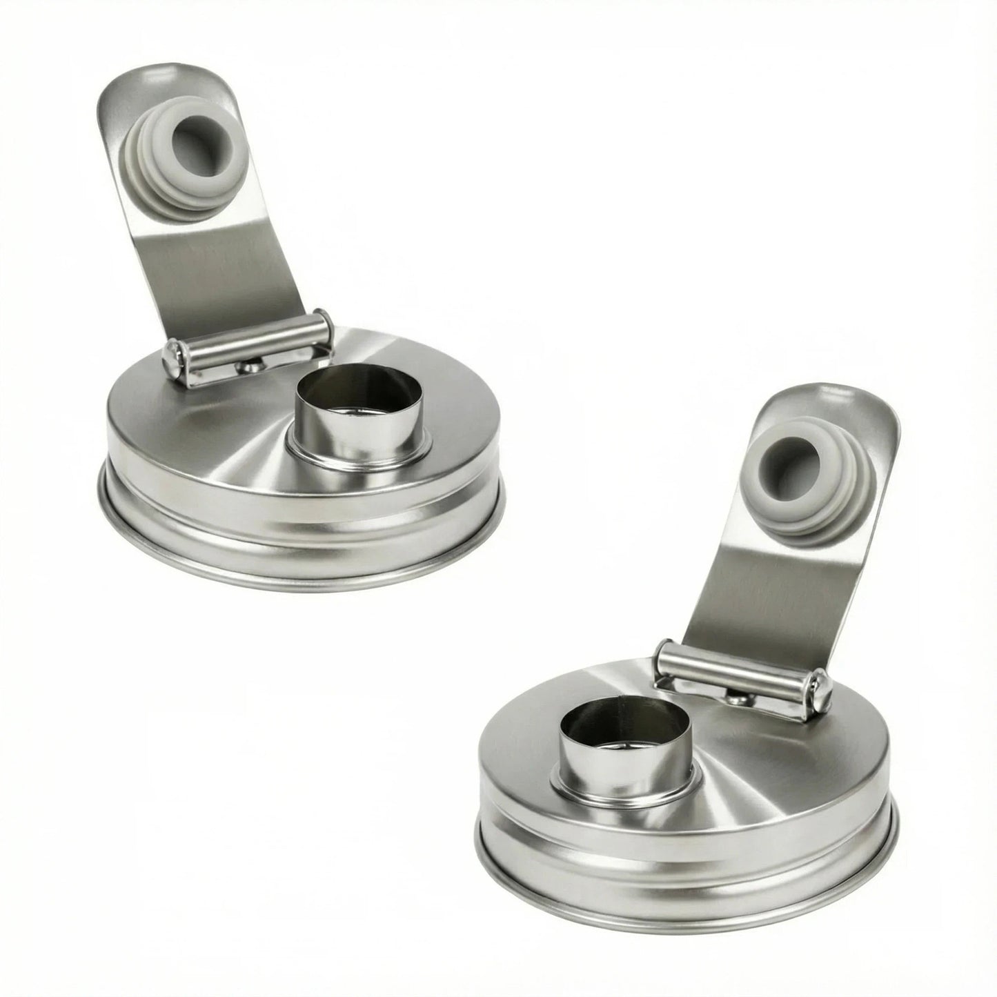 DIDUBUY 2PCS Wide-mouth Mason Jar Lids with Pour Spout | Stainless Steel Airtight Flip Cap Lids – Leak Proof for Storage, Drinking & Meal Prep