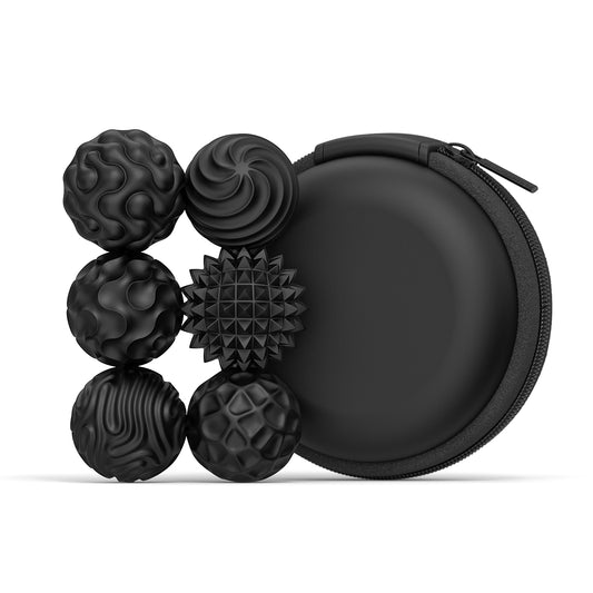6 Pcs Magnetic Sensory Balls for Adults & Teens, Silicone Quiet Desk Stress Relief Fidget Ball Toys for Autism, Anxiety, Fun Gift Idea, Black