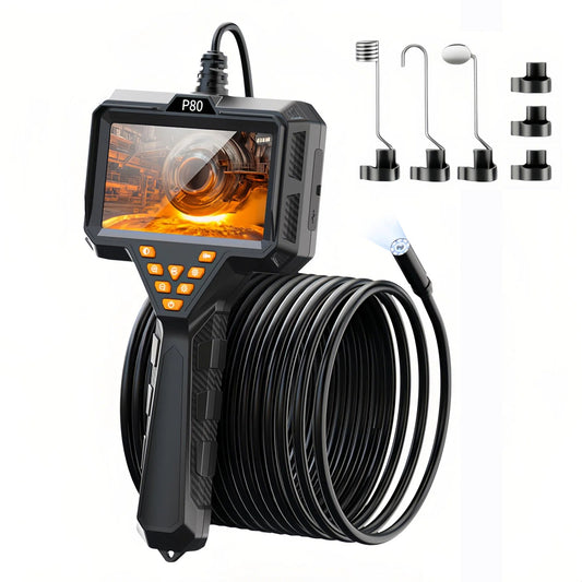 4.3" Borescope Camera with Light, 2600mAh Rechargeable Battery, 1080P HD Endoscope Snake Inspection Camera, 16.5ft Semi-Rigid Cable, IP67 Waterproof