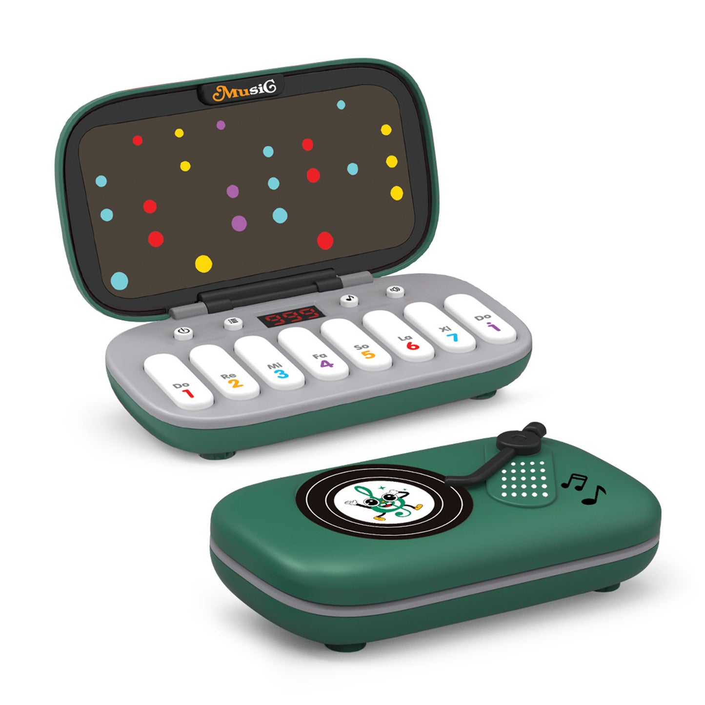 Music Rhythm Game for Kids - Light-Up Piano Keyboard Toy with 7 Interactive Modes, Educational Travel Musical Instrument for Ages 3-6 | Ideal Gift for Kids, Green