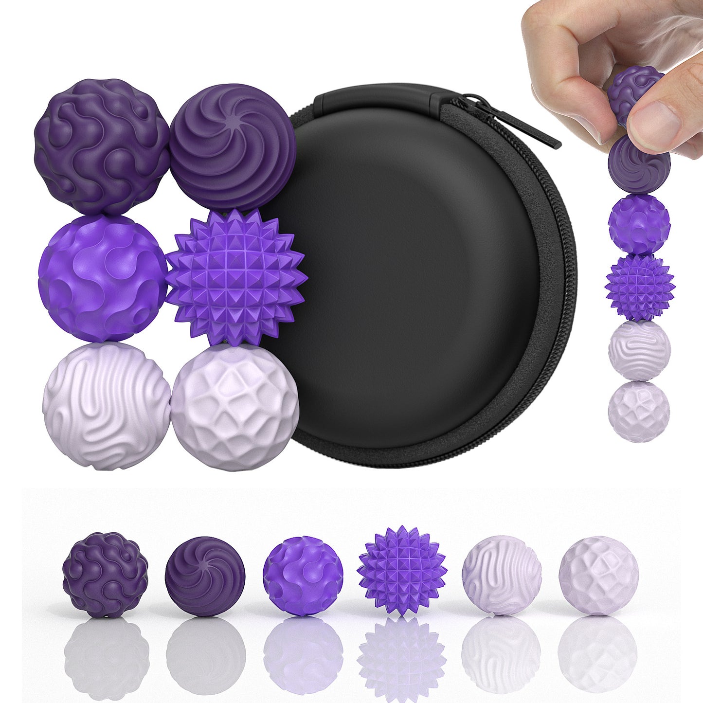 DIDUBUY Magnetic Fidget Balls for Adults & Teens, 6 Pcs Silicone Sensory Stress Relief Toys for Autism, Anxiety, Adhd, Quiet Desk Fidget Toy, Fun Gift Idea. Purple