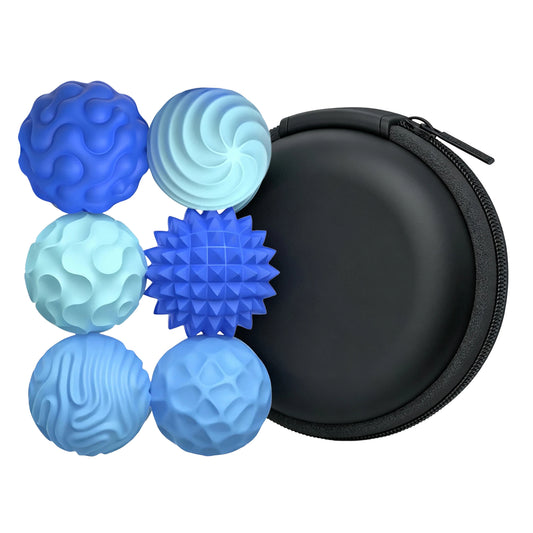 6 Pcs Magnetic Sensory Balls for Adults & Teens, Silicone Quiet Desk Stress Relief Fidget Ball Toys for Autism, Anxiety, Fun Gift Idea, Blue