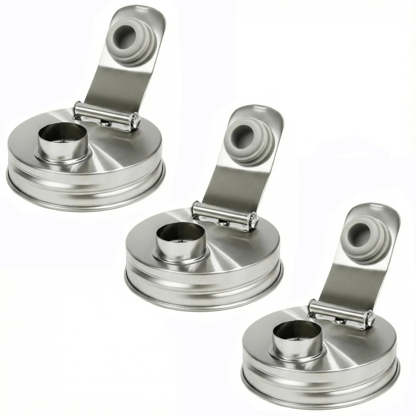 3 Pcs Wide-Mouth Mason Jar Lids With Pour Spout, Stainless Steel Airtight Flip Cap Lids, Leak Proof For Storage Drinking Meal Prep