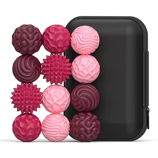 12 Pack Silicone Stress Relief Fidget Balls, Silent Desk Sensory Toys for Adults & Teens Office Classroom Use, Pink