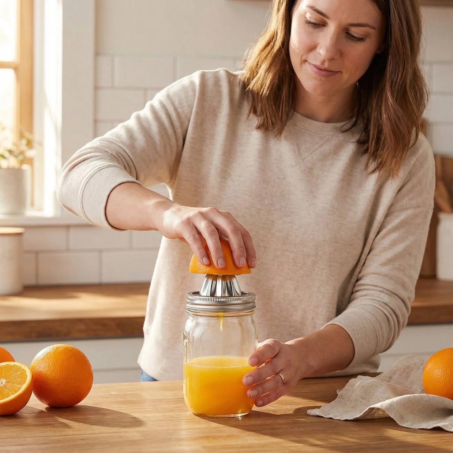 DIDUBUY 2 Pack Stainless Steel Juicer Lid for Wide Mouth Mason Jars – Manual Citrus Reamer & Press for Lemons, Oranges, Limes – Dishwasher Safe, BPA-Free