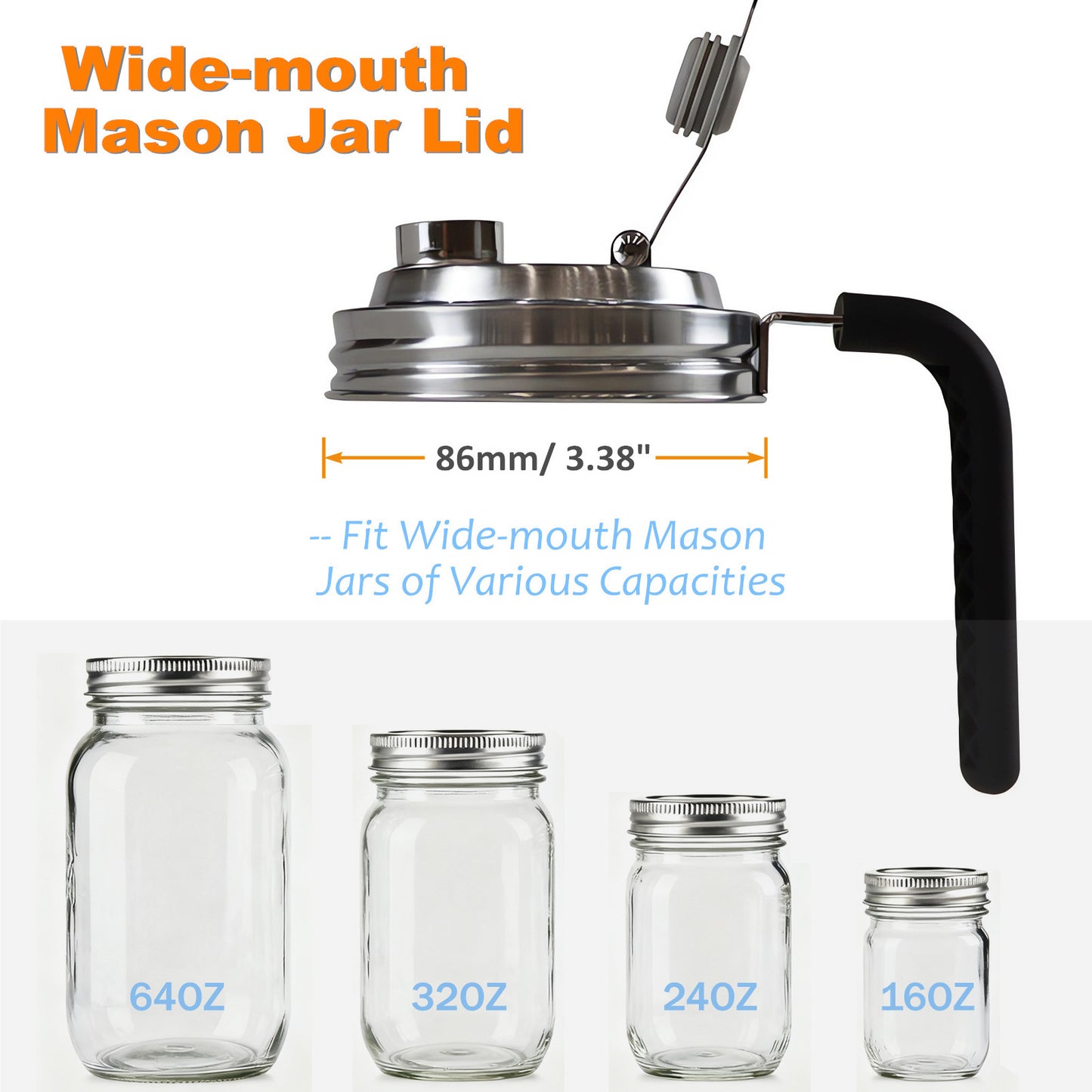 DIDUBUY 2PCS Wide-mouth Mason Jar Lids with Pour Spout | Stainless Steel Leak Proof Flip Cap Lids for Wide Mouth Mason Jars | Airtight Seal for Drinking, Salad Dressing, Food Storage & Dispensing
