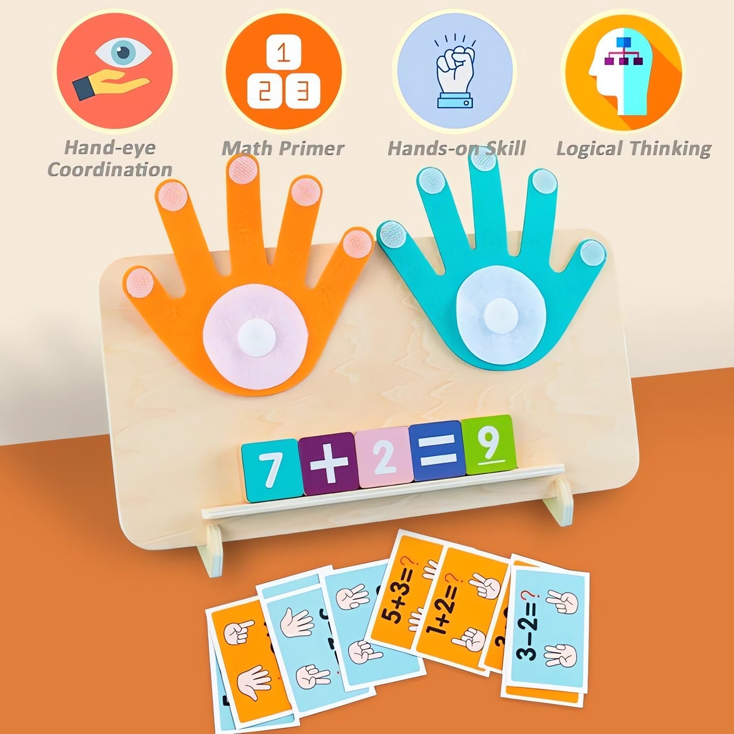 DIDUBUY Montessori Math Toy for Toddlers, Wooden Finger Counting Board, Homeschool Supplies, Preschool Learning Addition & Subtraction Games