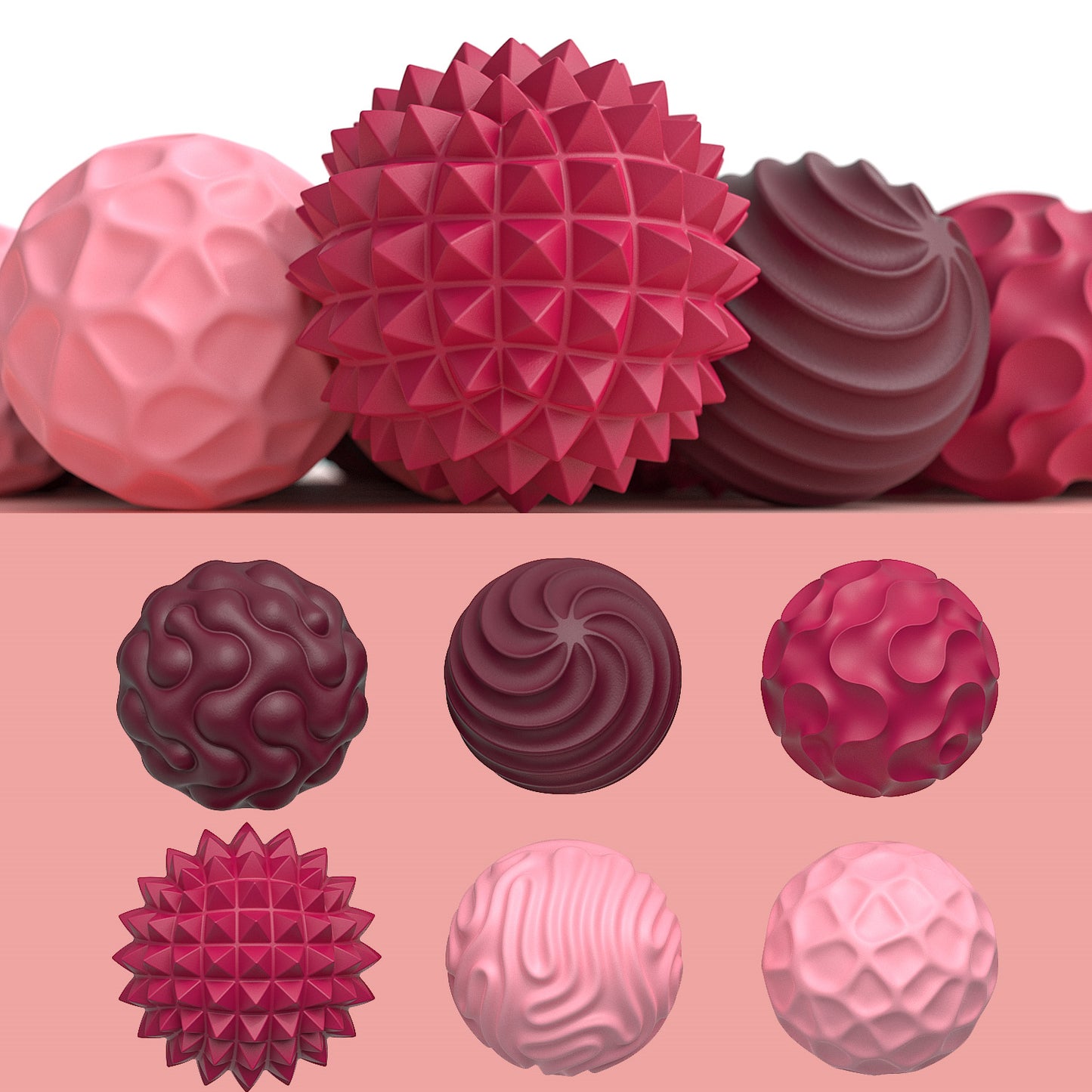 DIDUBUY Magnetic Fidget Balls for Adults & Teens, 6 Pcs Silicone Sensory Stress Relief Toys for Autism, Anxiety, Adhd, Quiet Desk Fidget Toy, Fun Gift Idea. Pink