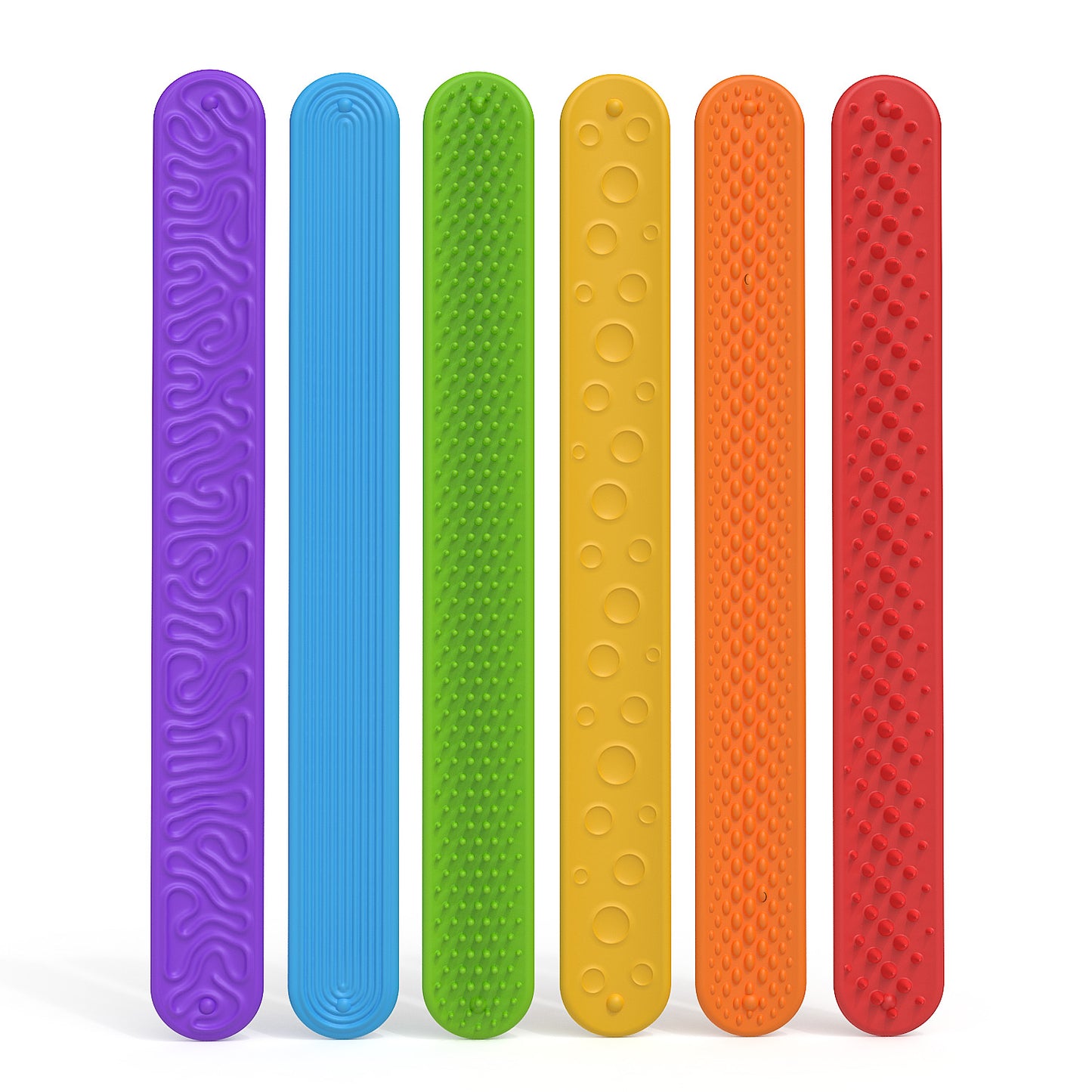 DIDUBUY 6 pack Textured Silicone Slap Bracelets | Sensory Fidget Toys for Kids & Adults | Wearable Stress Relief for Anxiety, Autism, ADHD | Travel Toy