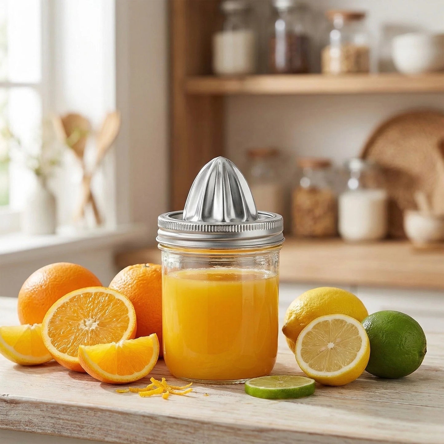 DIDUBUY 2 Pack Stainless Steel Juicer Lid for Wide Mouth Mason Jars – Manual Citrus Reamer & Press for Lemons, Oranges, Limes – Dishwasher Safe, BPA-Free