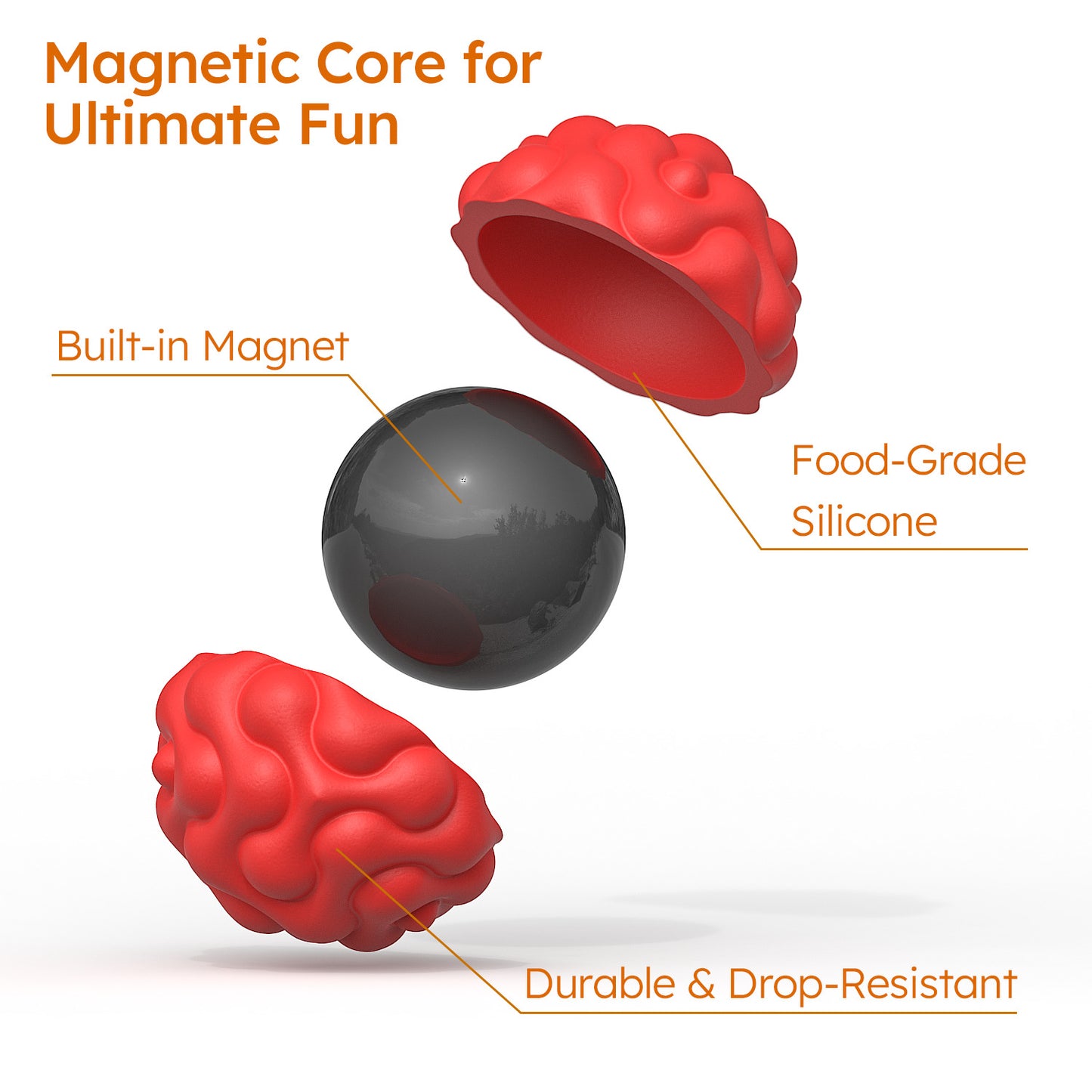 DIDUBUY Magnetic Fidget Balls for Adults & Teens, 6 Pcs Silicone Sensory Stress Relief Toys for Autism, Anxiety, Adhd, Quiet Desk Fidget Toy, Fun Gift Idea. Pink