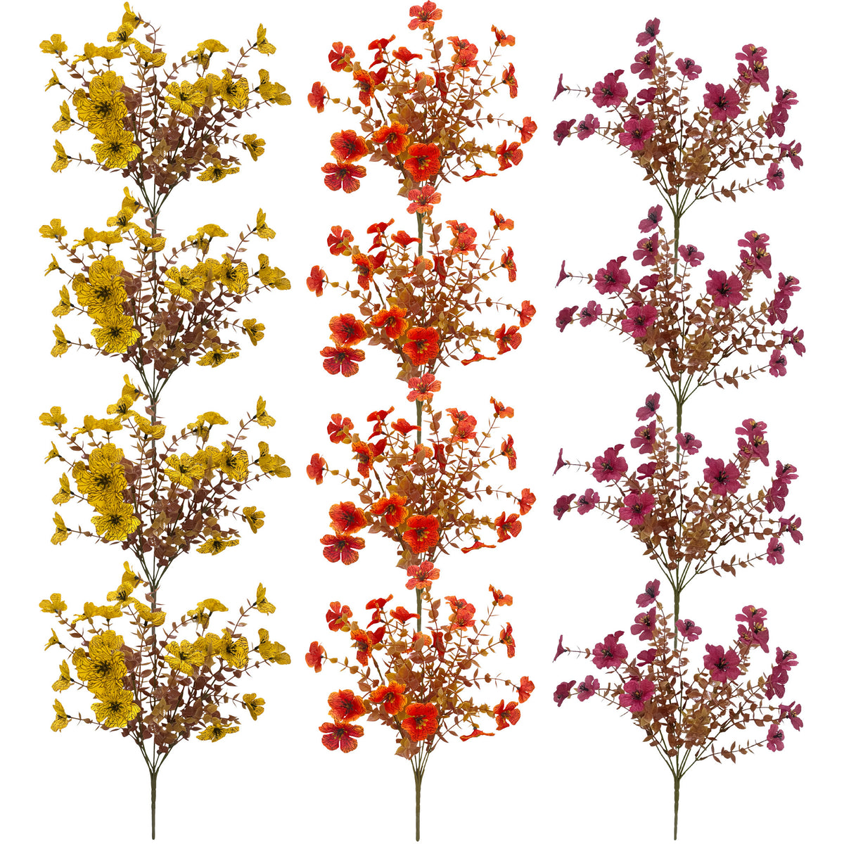 12 Bundles Artificial Fall Plants Flowers for Outdoor Decoration, 14" UV Resistant Faux Silk Daisy for Porch Patio Yard Autumn Decor