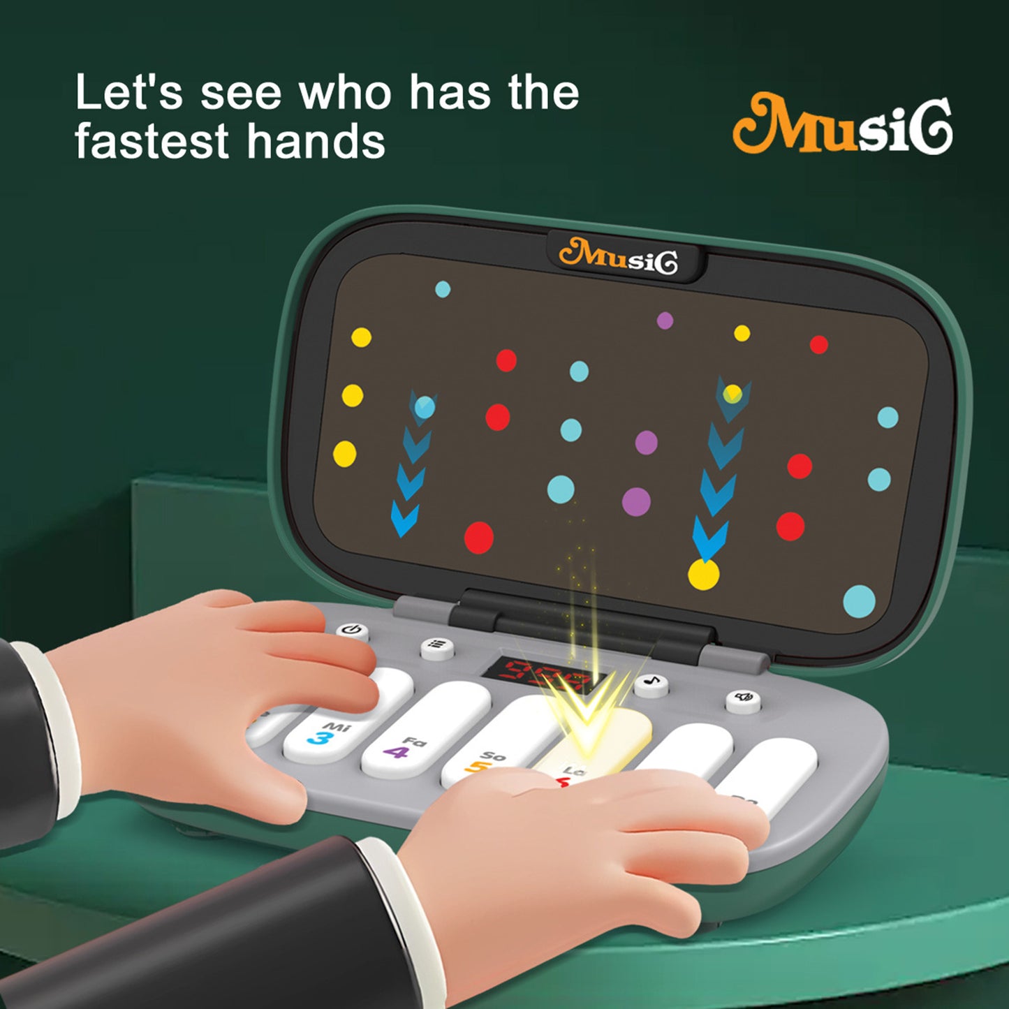 Music Rhythm Game for Kids - Light-Up Piano Keyboard Toy with 7 Interactive Modes, Educational Travel Musical Instrument for Ages 3-6 | Ideal Gift for Kids, Green