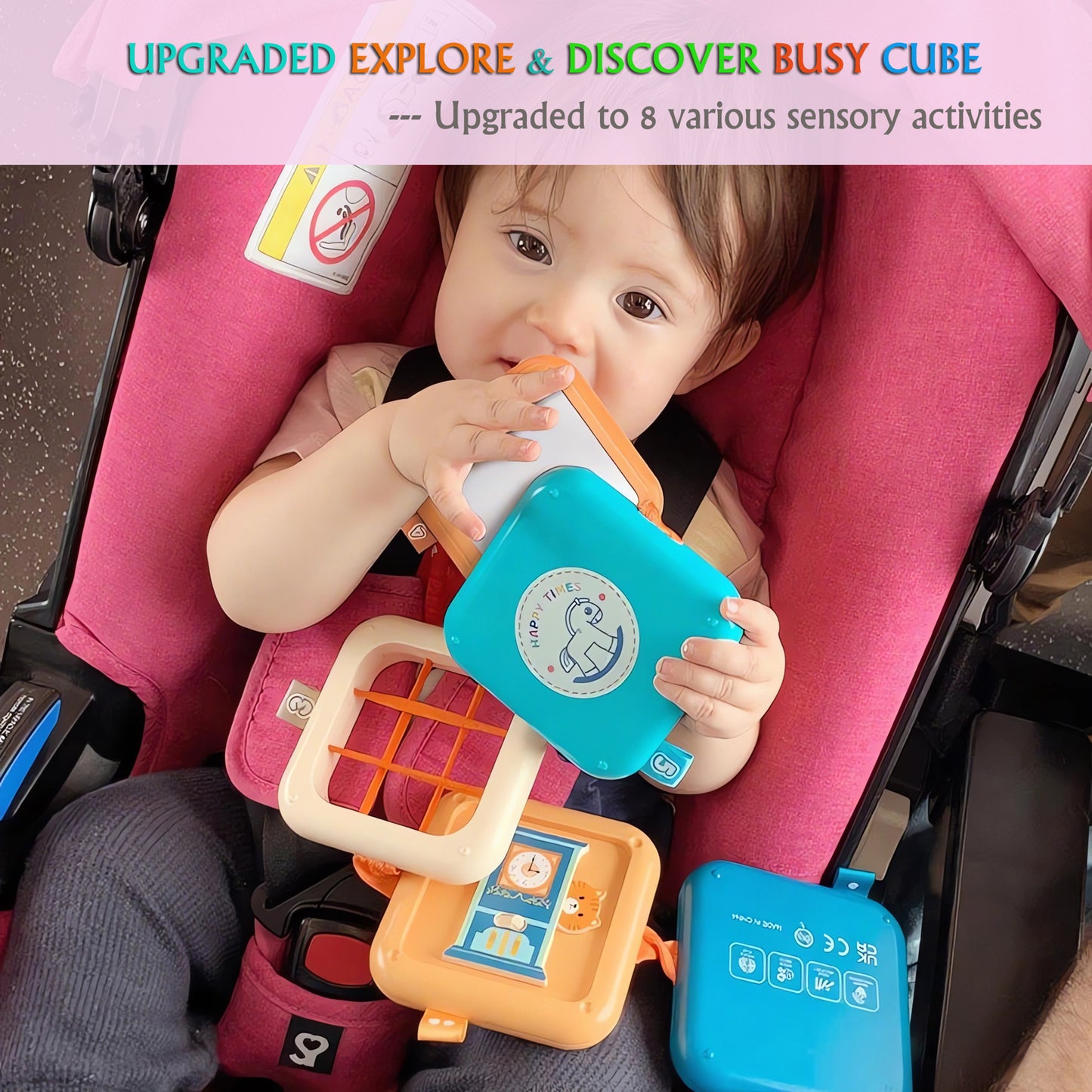 DIDUBUY Montessori Busy Board for 1.5+ Year Old | 8-in-1 Sensory Travel Toys for Toddlers | Fine Motor Skills Activity Busy Cube for Babies Birthday Gifts