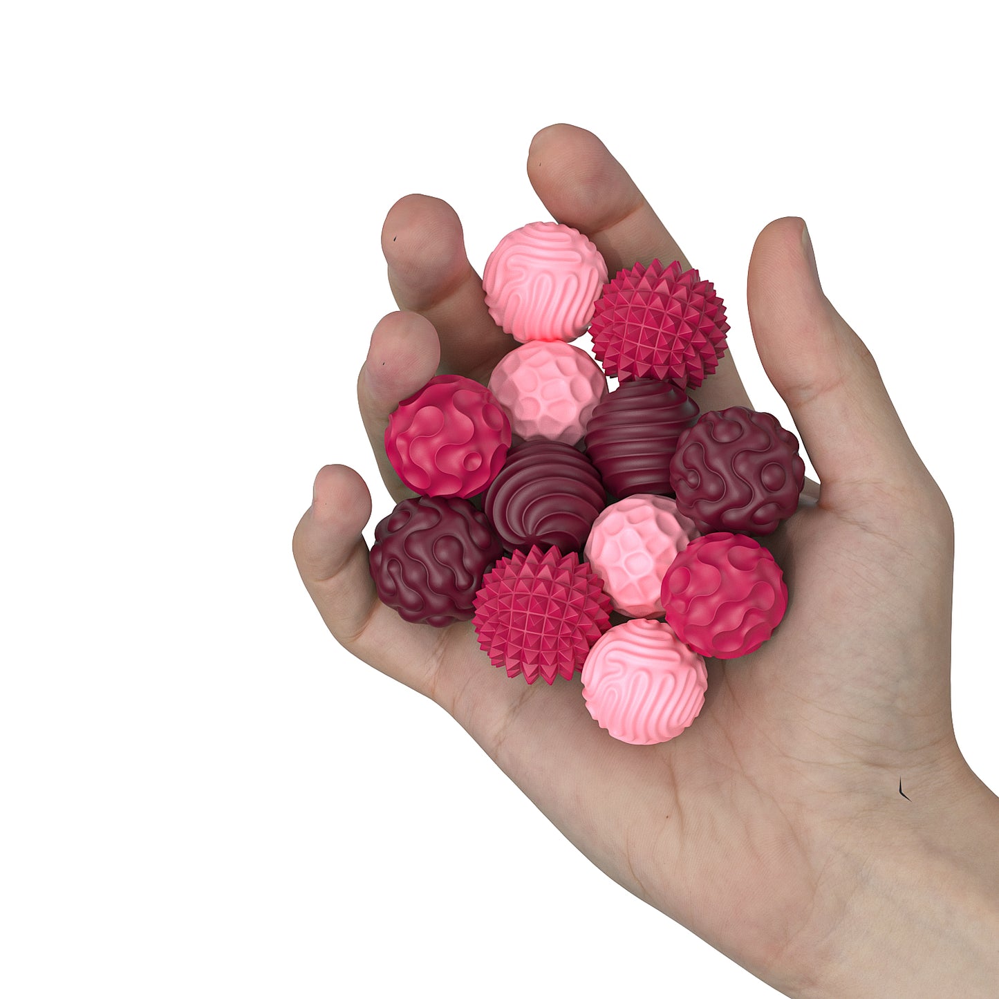 12 Pack Silicone Stress Relief Fidget Balls, Silent Desk Sensory Toys for Adults & Teens Office Classroom Use, Pink