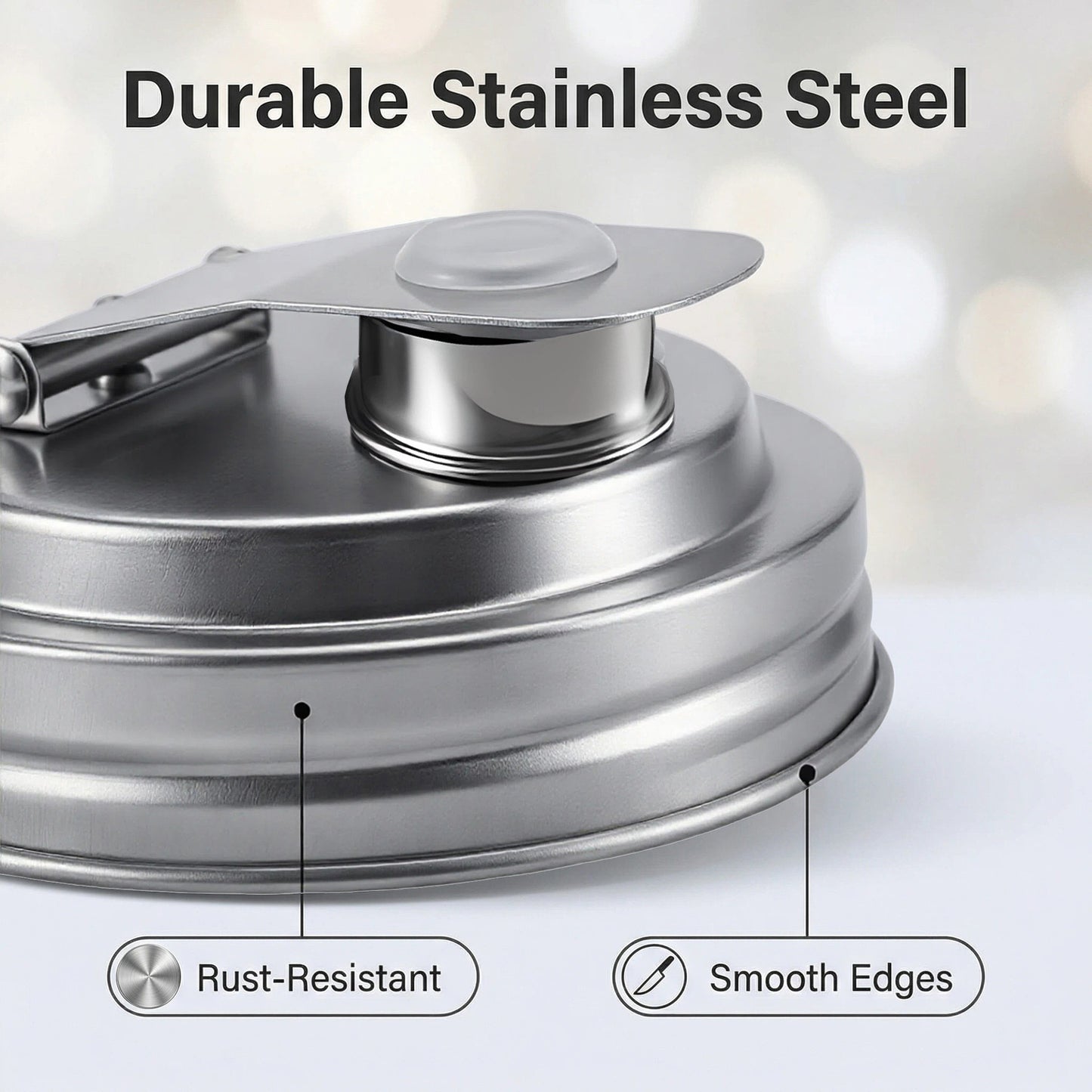 DIDUBUY 2PCS Wide-mouth Mason Jar Lids with Pour Spout | Stainless Steel Airtight Flip Cap Lids – Leak Proof for Storage, Drinking & Meal Prep