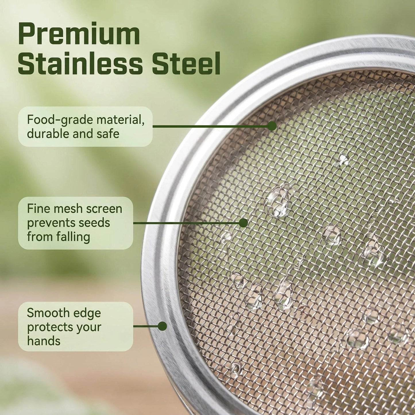 4 Pack Seed Sprouting Lids, 304 Stainless Steel Mesh Strainer Lids for Wide Mouth Mason Jars, Growing Organic Sprouts, Food Sifter