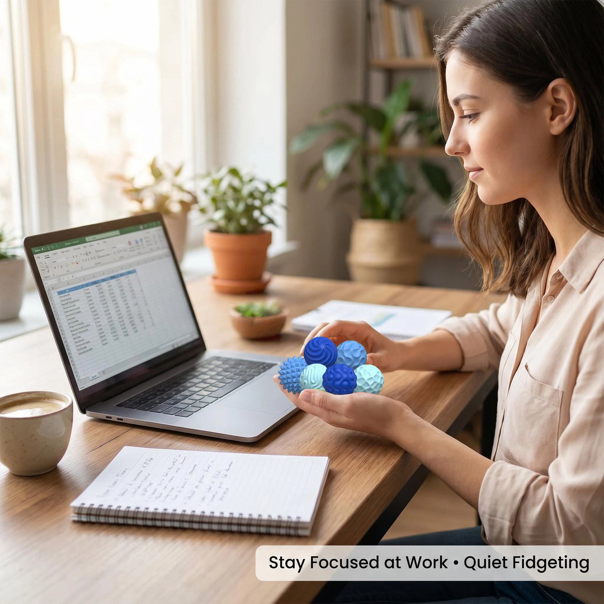 6 Pcs Magnetic Sensory Balls for Adults & Teens, Silicone Quiet Desk Stress Relief Fidget Ball Toys for Autism, Anxiety, Fun Gift Idea, Blue