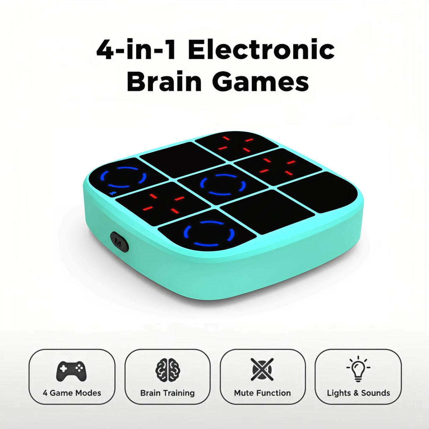 DIDUBUY Electronic Tic Tac Toe Game, Upgraded 4-in-1 Handheld Digital Puzzle Game Console, Portable Travel Toys, Ideal Gift for Kids of All Ages, Green