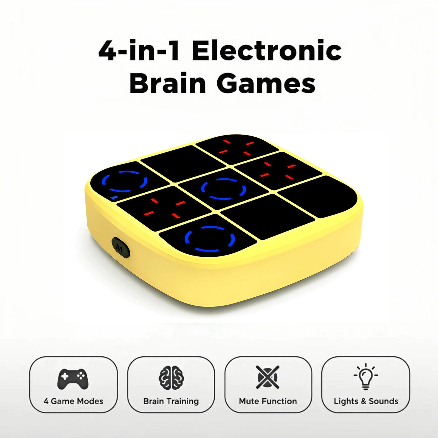 DIDUBUY Electronic Tic Tac Toe Game, Upgraded 4-in-1 Handheld Digital Puzzle Game Console, Portable Travel Toys, Ideal Gift for Kids of All Ages, Yellow