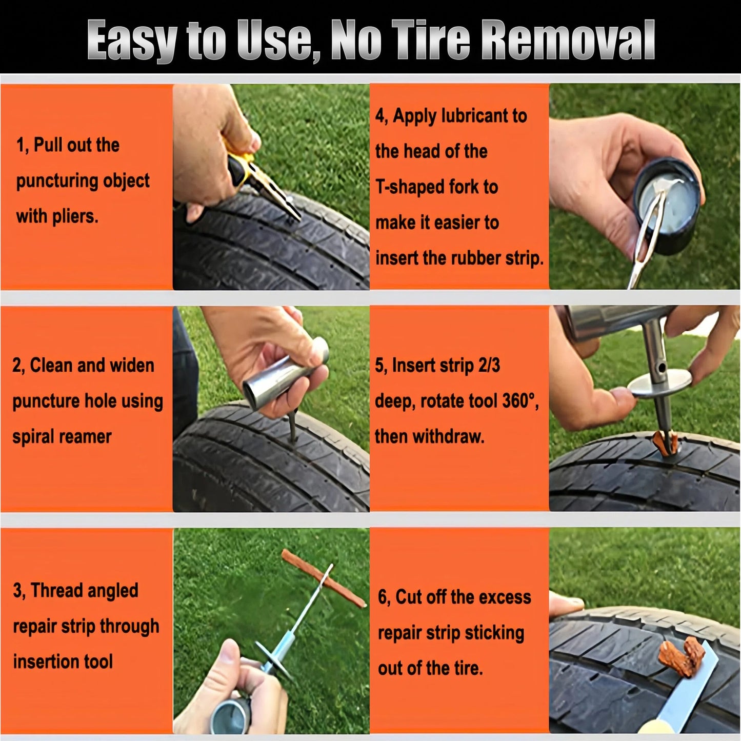 36 Pcs Tubeless Tire Repair Kit, Emergency Flat Tire Plug Tool Set for Car, SUV, Motorcycle, Truck, RV, Jeep, Tractor, Lawn Mower