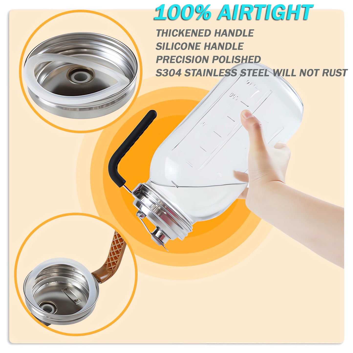 DIDUBUY 2PCS Wide-mouth Mason Jar Lids with Pour Spout | Stainless Steel Leak Proof Flip Cap Lids for Wide Mouth Mason Jars | Airtight Seal for Drinking, Salad Dressing, Food Storage & Dispensing