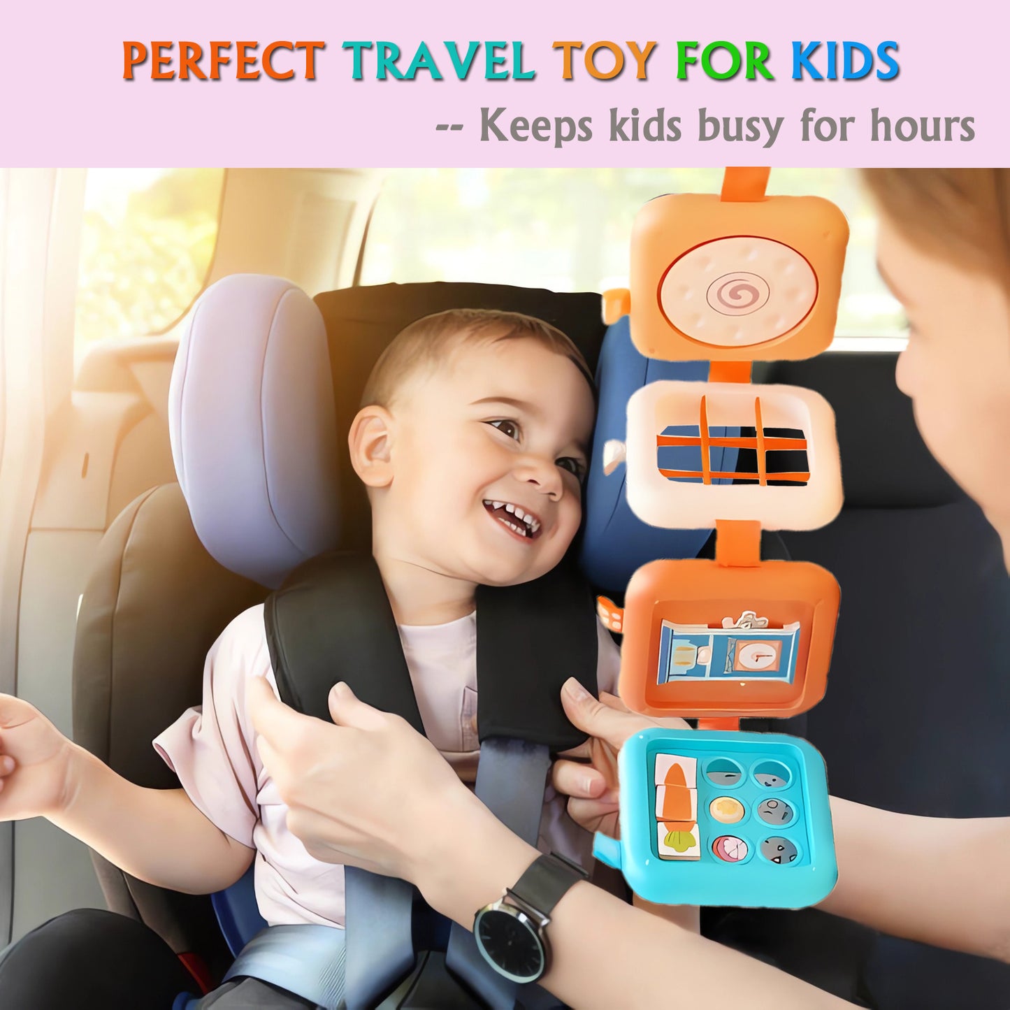 DIDUBUY Montessori Busy Board for 1.5+ Year Old | 8-in-1 Sensory Travel Toys for Toddlers | Fine Motor Skills Activity Busy Cube for Babies Birthday Gifts