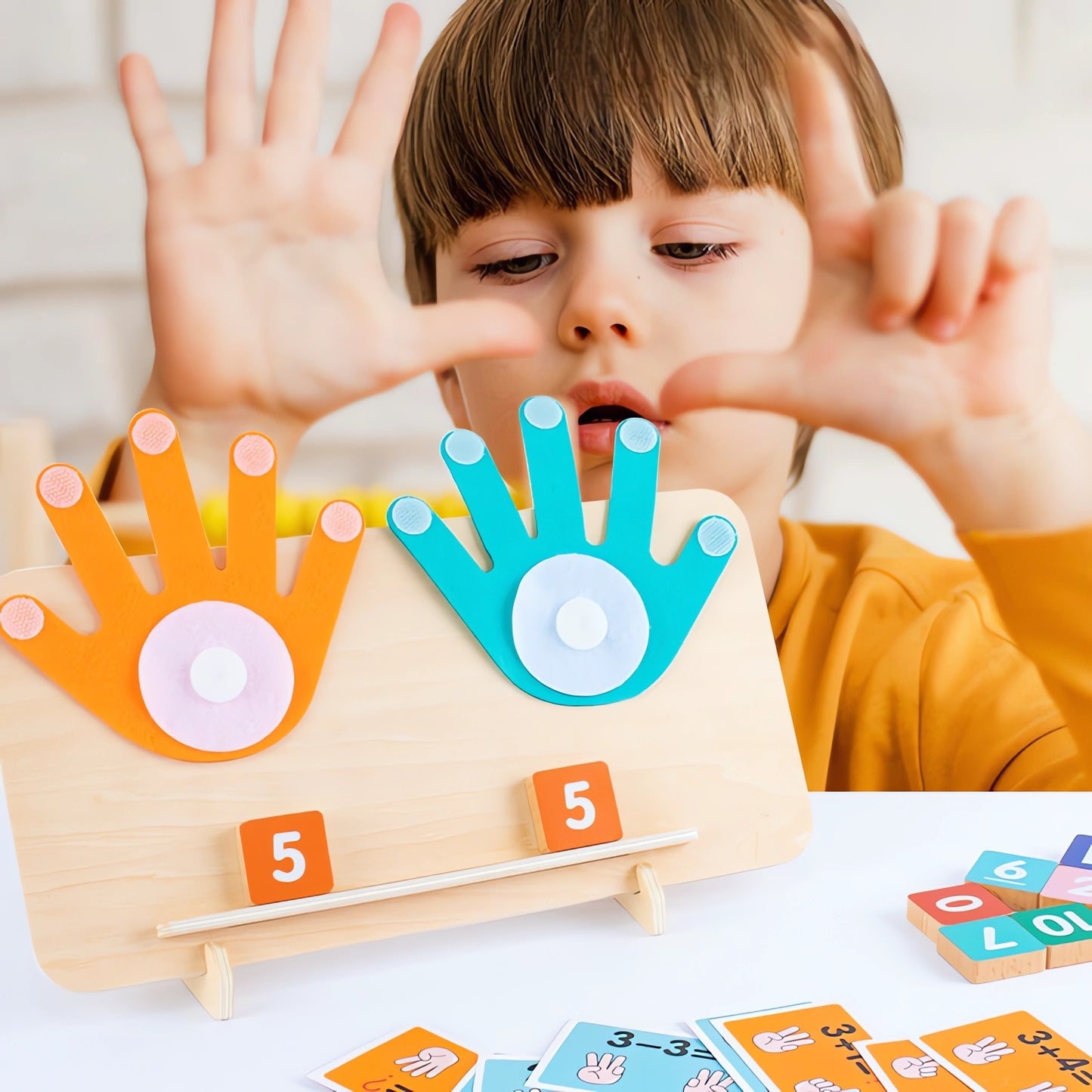DIDUBUY Montessori Math Toy for Toddlers, Wooden Finger Counting Board, Homeschool Supplies, Preschool Learning Addition & Subtraction Games