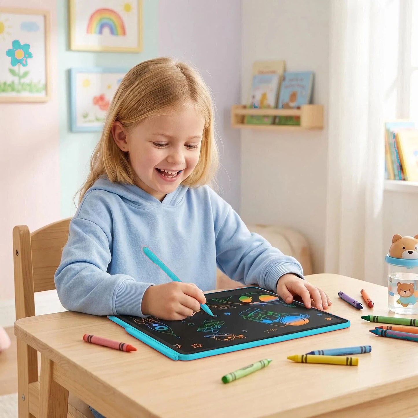 LCD Writing Tablet for Kids, 12.5 Inch Reusable Doodle Board, Educational & Travel Toy Gift for 3-12 Year Old Boys Girls, Blue