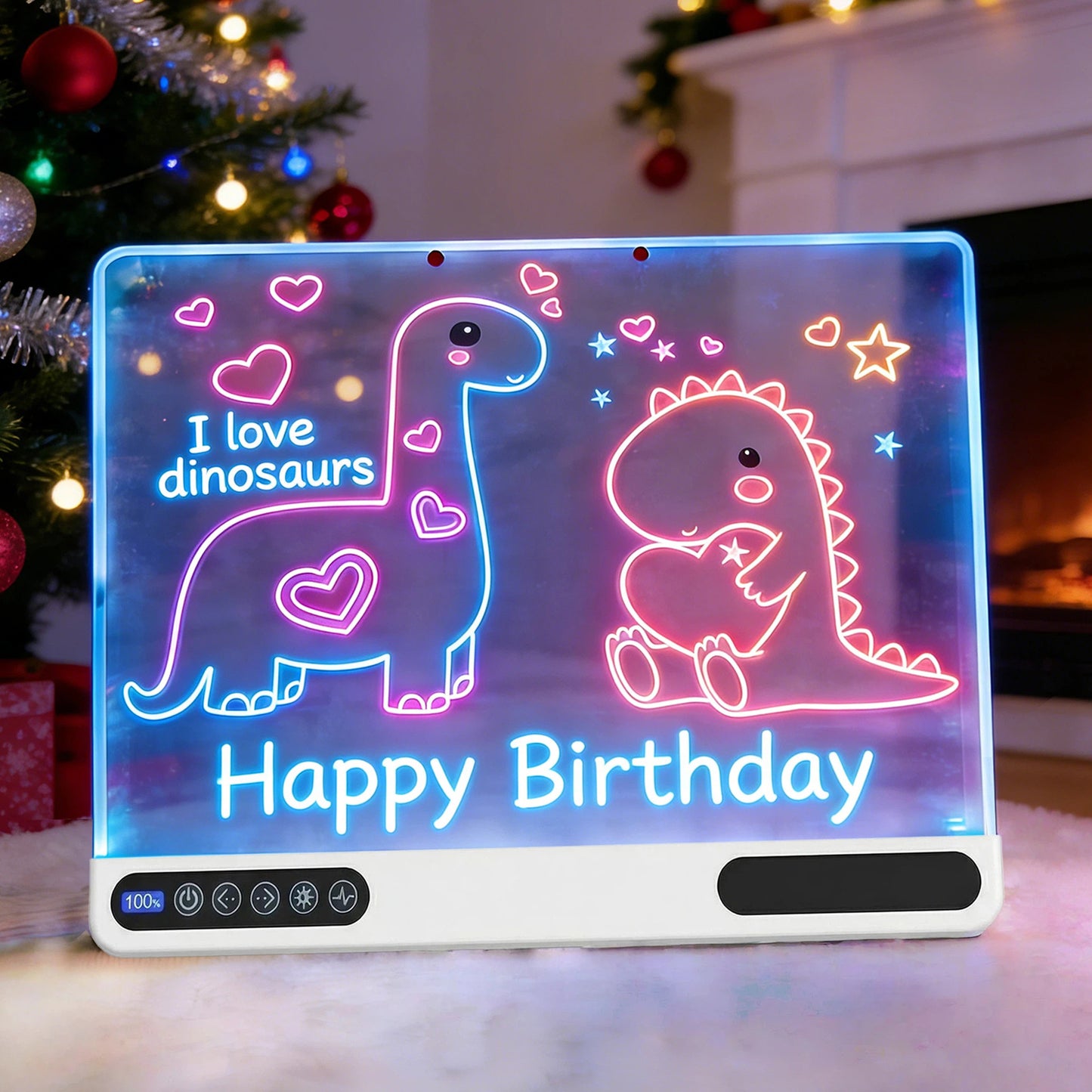 16 inch Rechargeable LED Drawing Board for Kids, 10-Color Light Up Doodle Pad, 1500mAh Battery, Digital Display, Touch Buttons & Built-in Stand, White