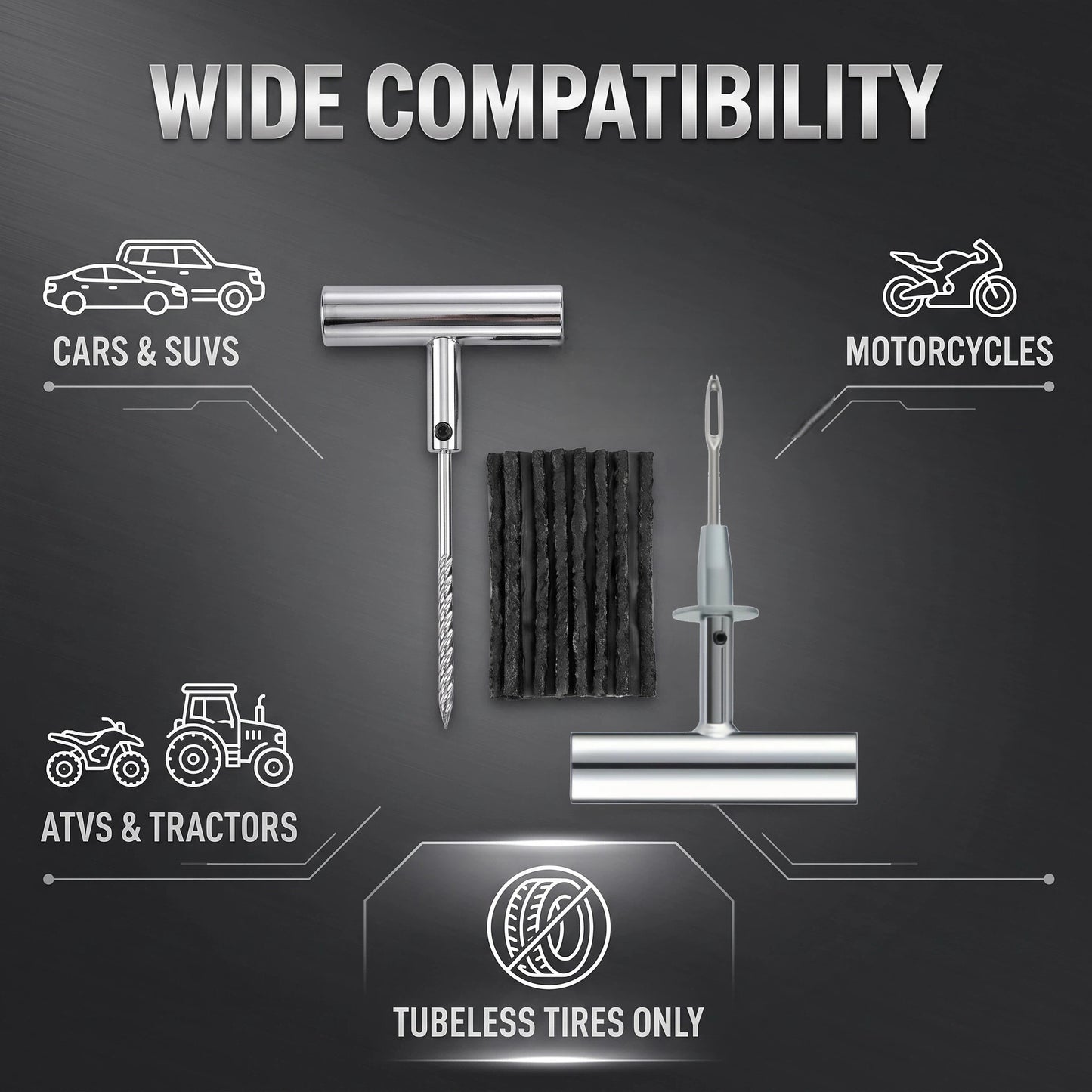 36 Pcs Tubeless Tire Repair Kit, Emergency Flat Tire Plug Tool Set for Car, SUV, Motorcycle, Truck, RV, Jeep, Tractor, Lawn Mower