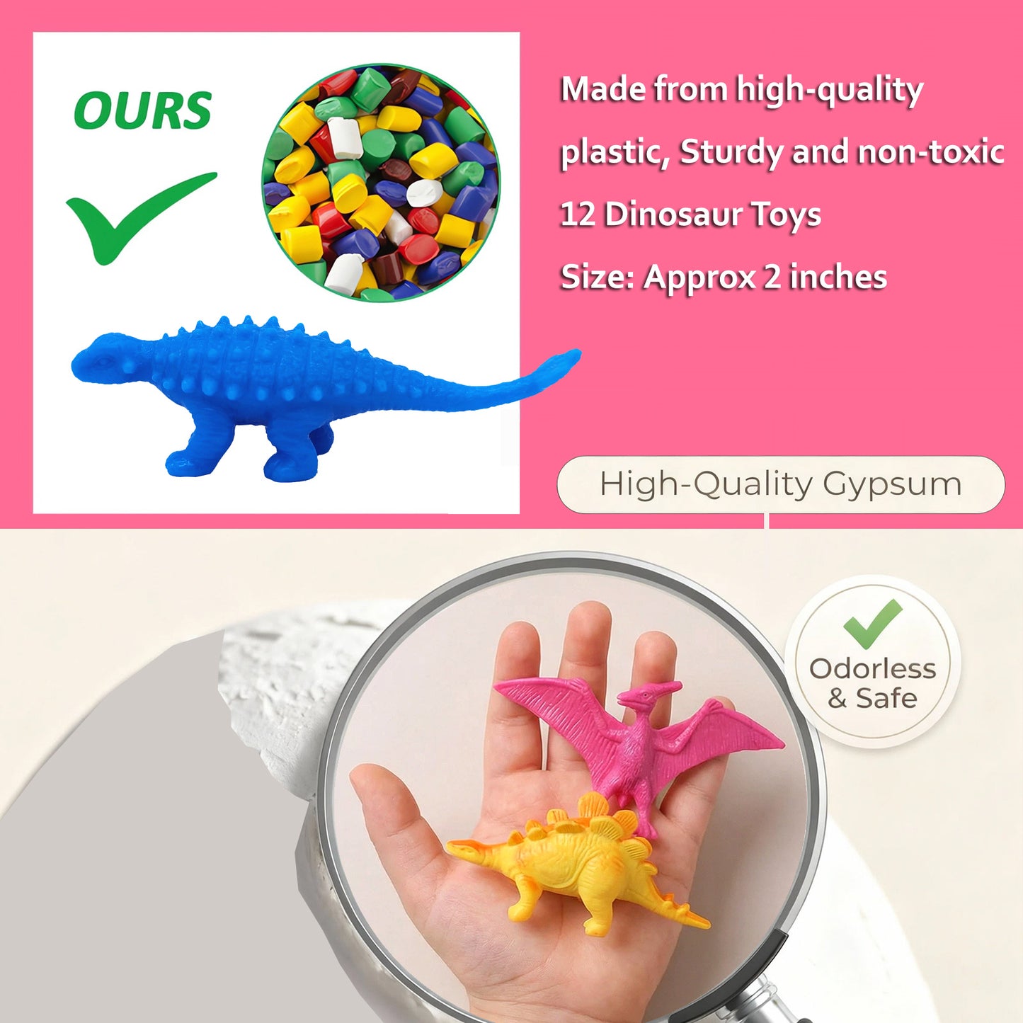 DIDUBUY Dinosaur Eggs Easter Activity Kit, 12 Pack Dino Fossil Egg Dig Kit, Dino Surprise Toys with 12 Unique Dinosaurs, Perfect for Easter Baskets, Birthday Gifts for Kids 3+